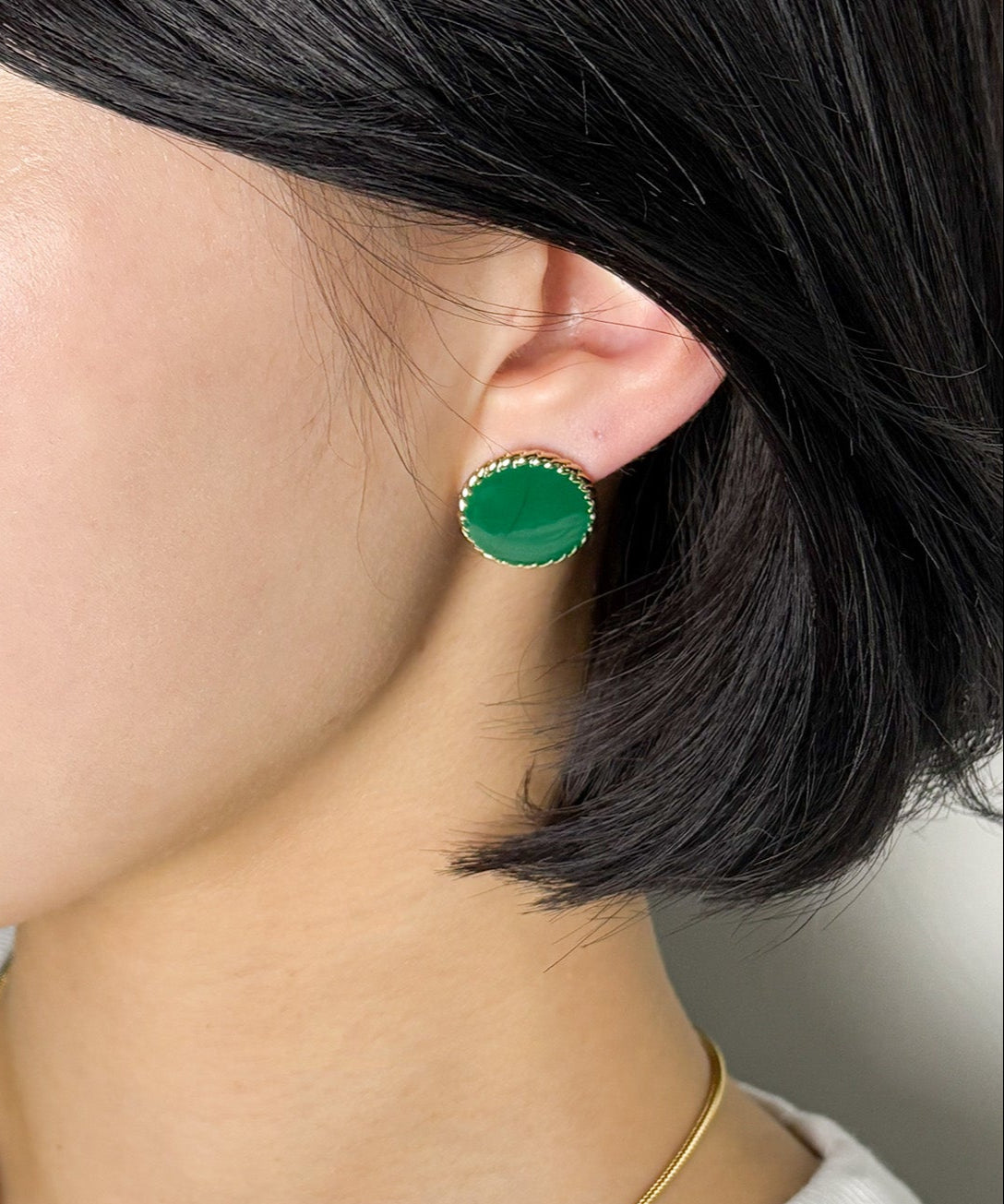 サークルカラーストーンピアス【Green】