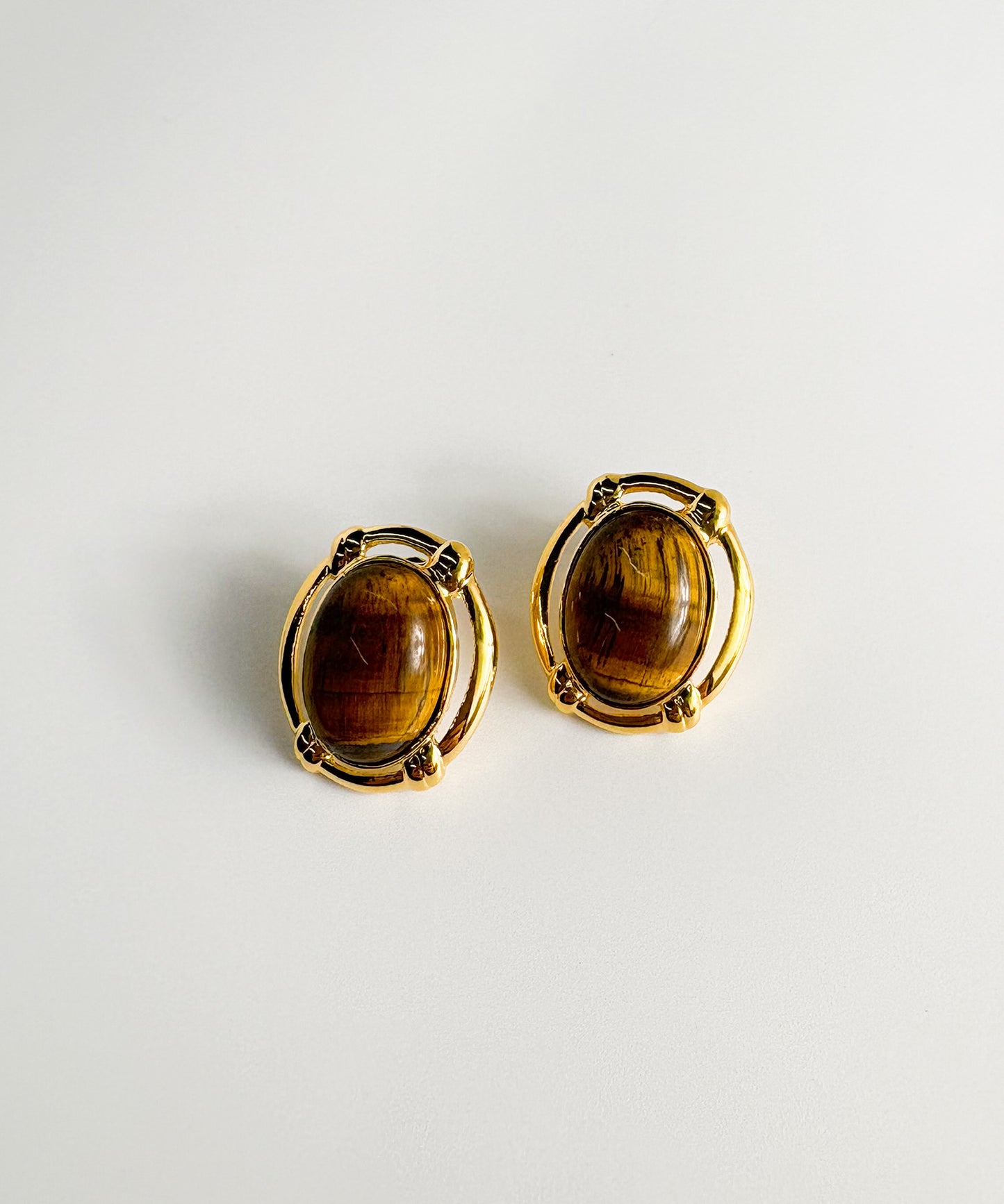 ストーンヴィンテージピアス【Brown】