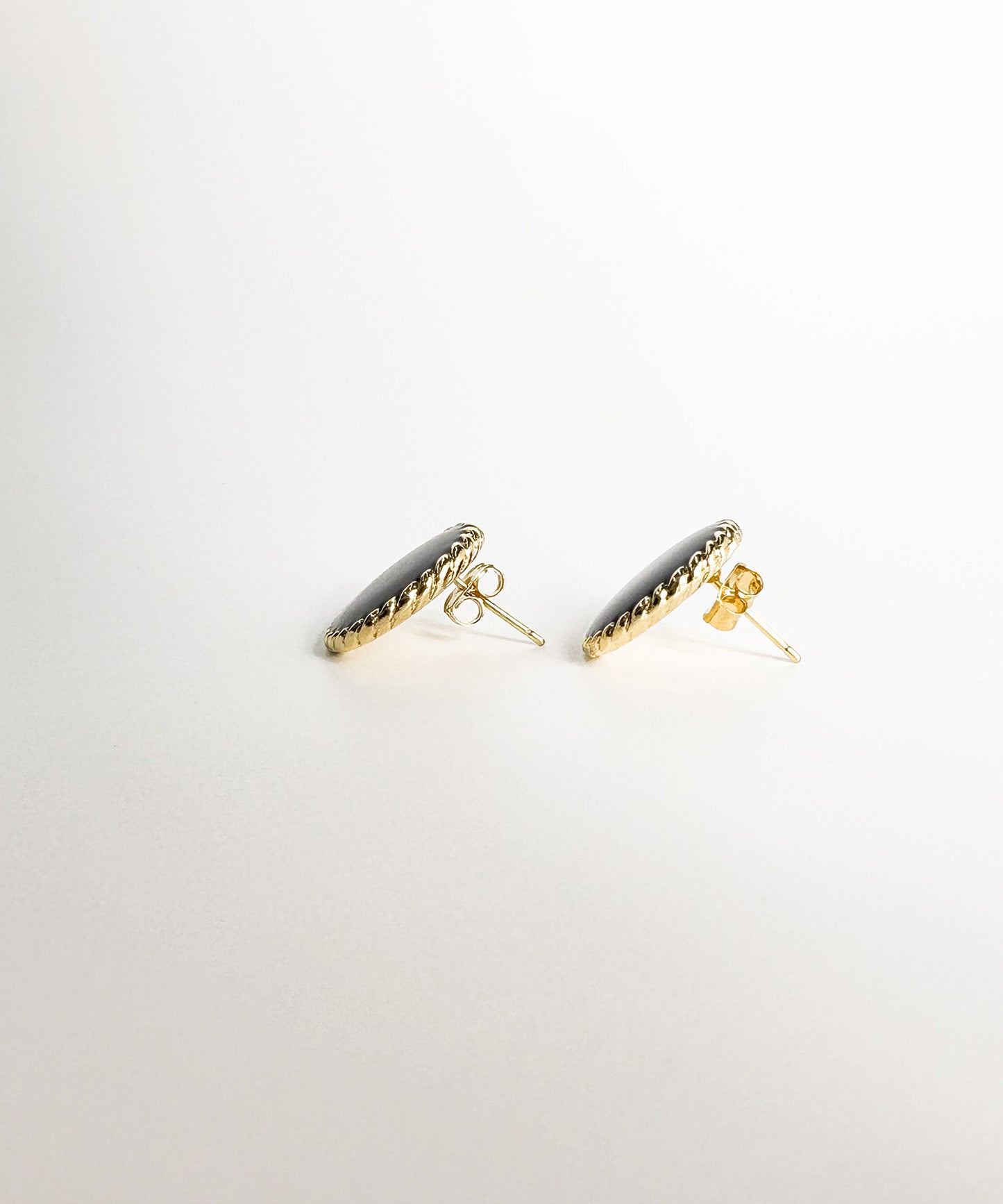 サークルカラーストーンピアス【Navy】