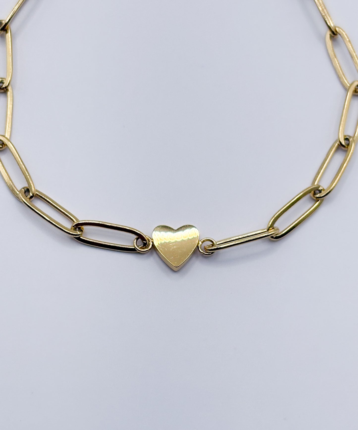 ワンハートオーバルチェーンブレスレット【Gold】