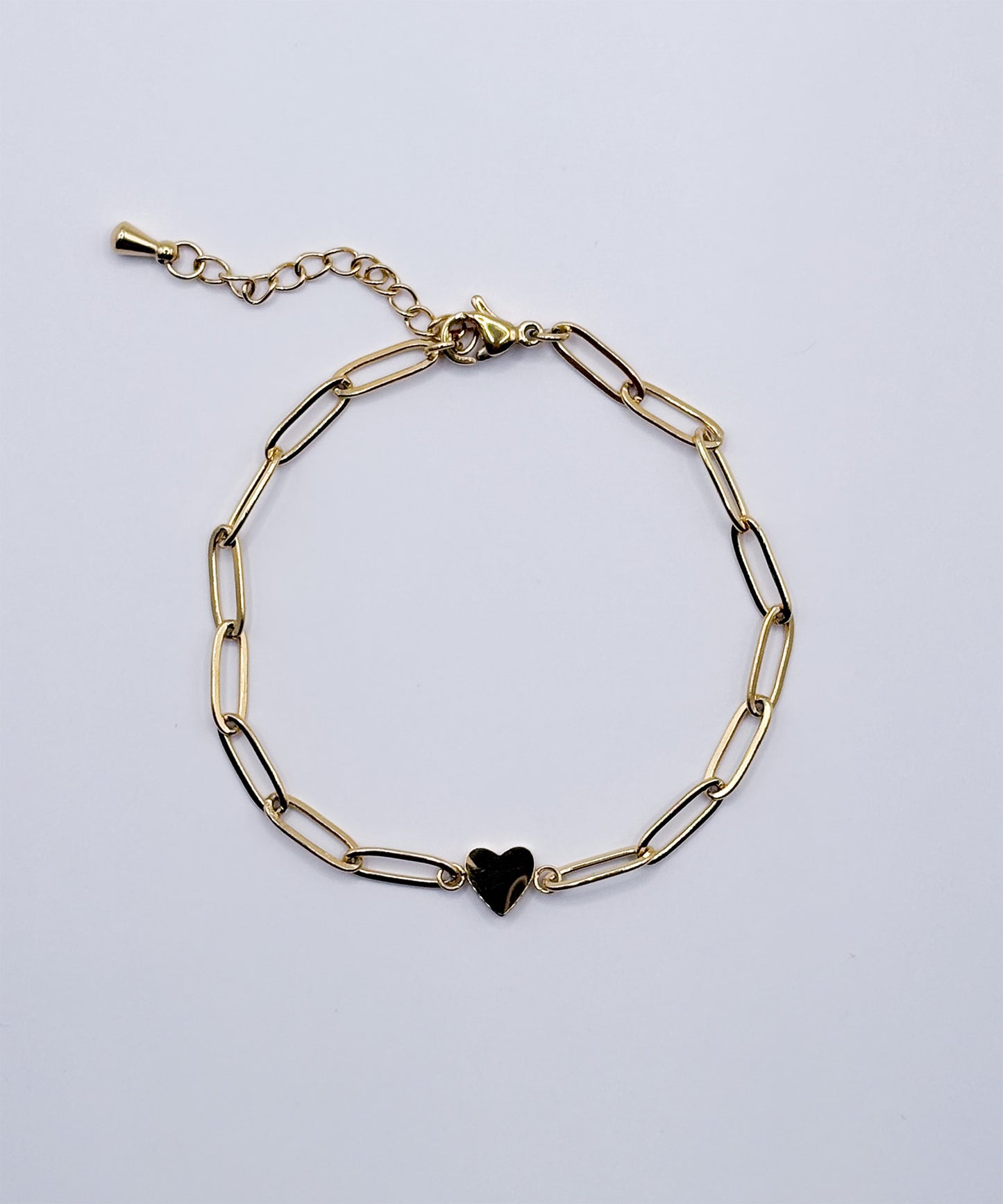 ワンハートオーバルチェーンブレスレット【Gold】