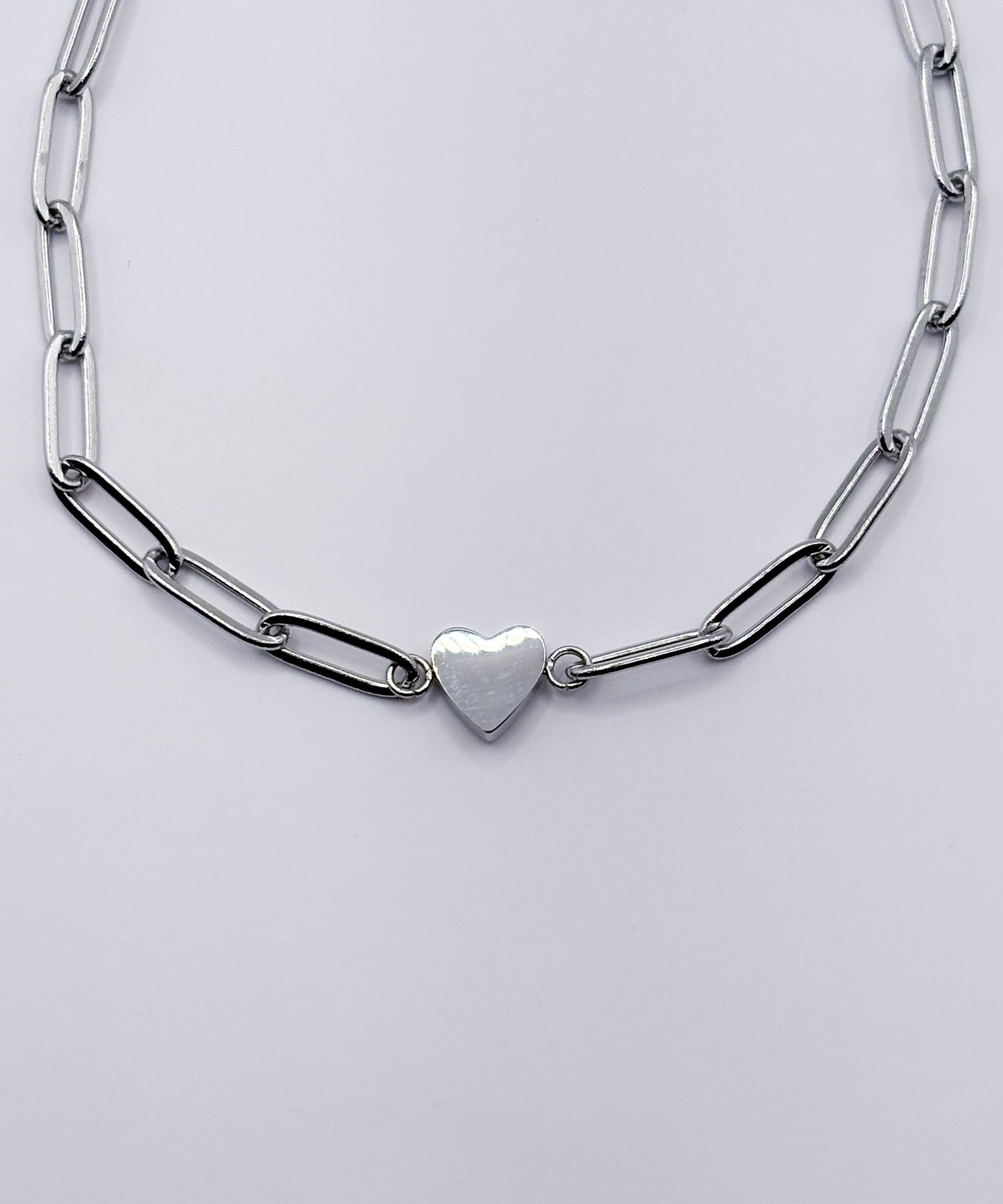 ワンハートオーバルチェーンブレスレット【Silver】