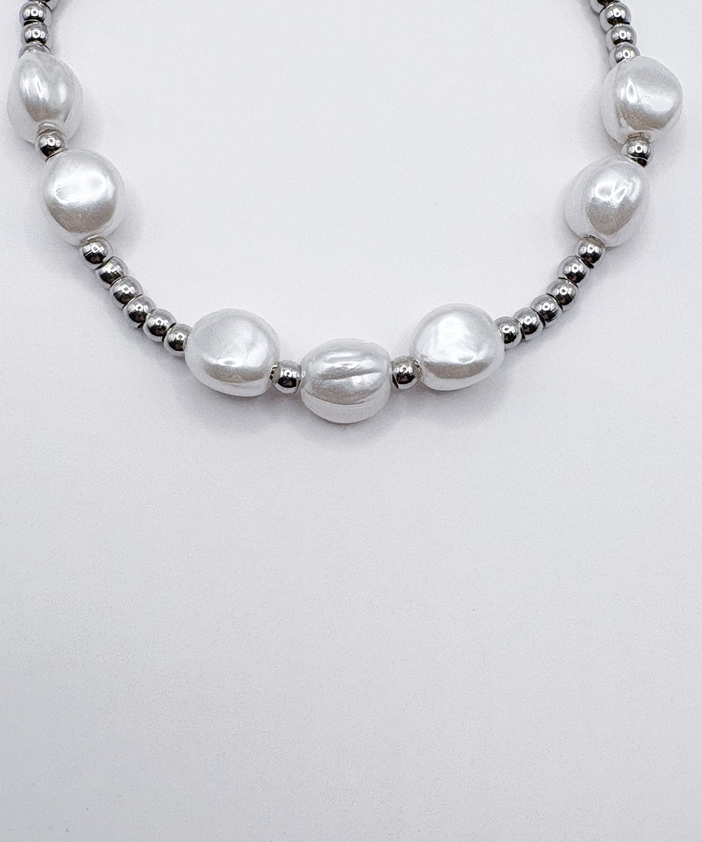 ボールチェーンパールライクブレスレット【Silver】