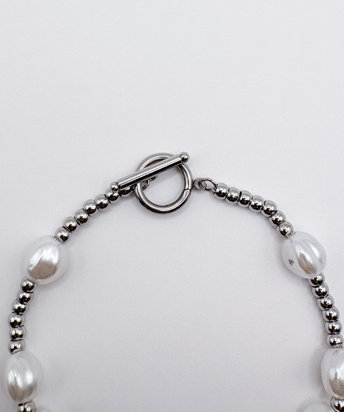 ボールチェーンパールライクブレスレット【Silver】