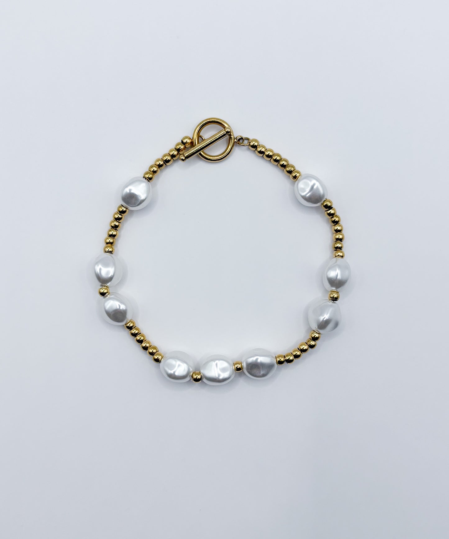 ボールチェーンパールライクブレスレット【Gold】