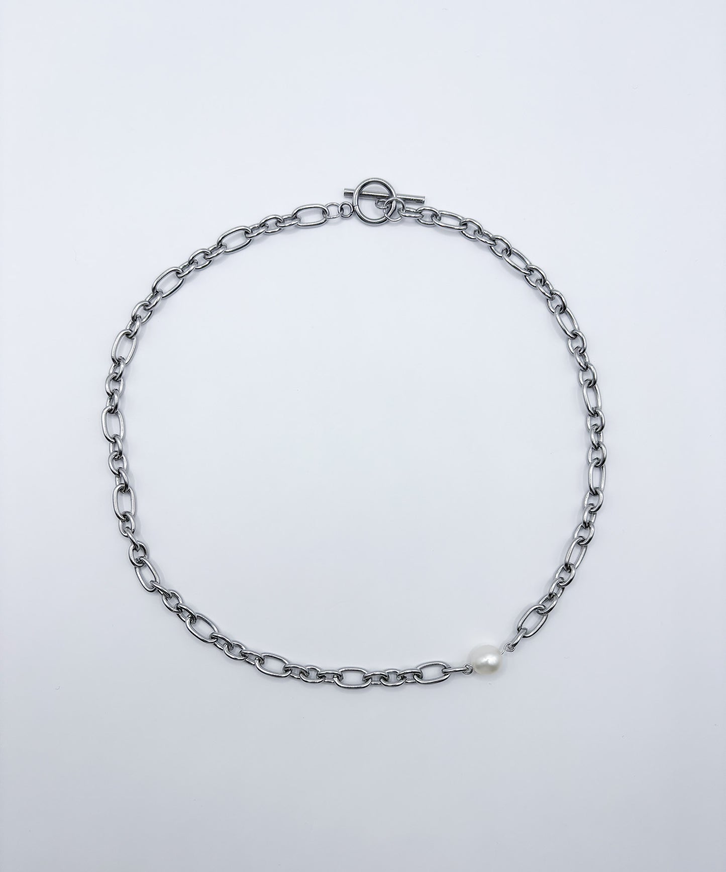 ワンパールポイントチェーンネックレス【Silver】