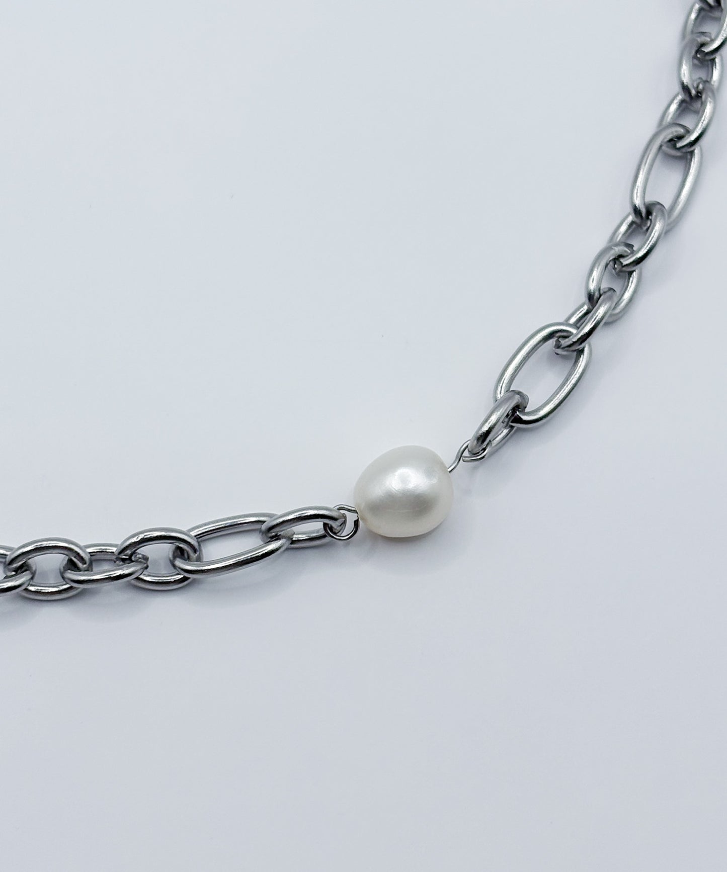 ワンパールポイントチェーンネックレス【Silver】
