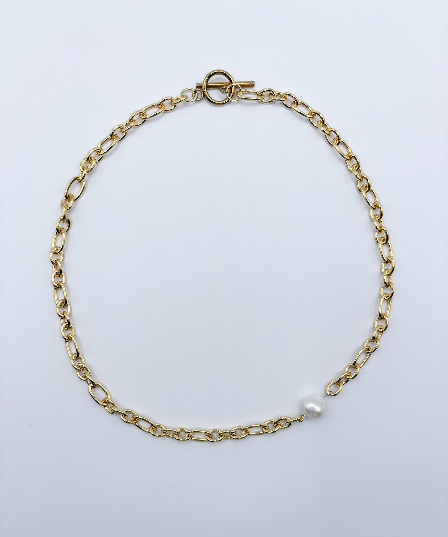 ワンパールポイントチェーンネックレス【Gold】