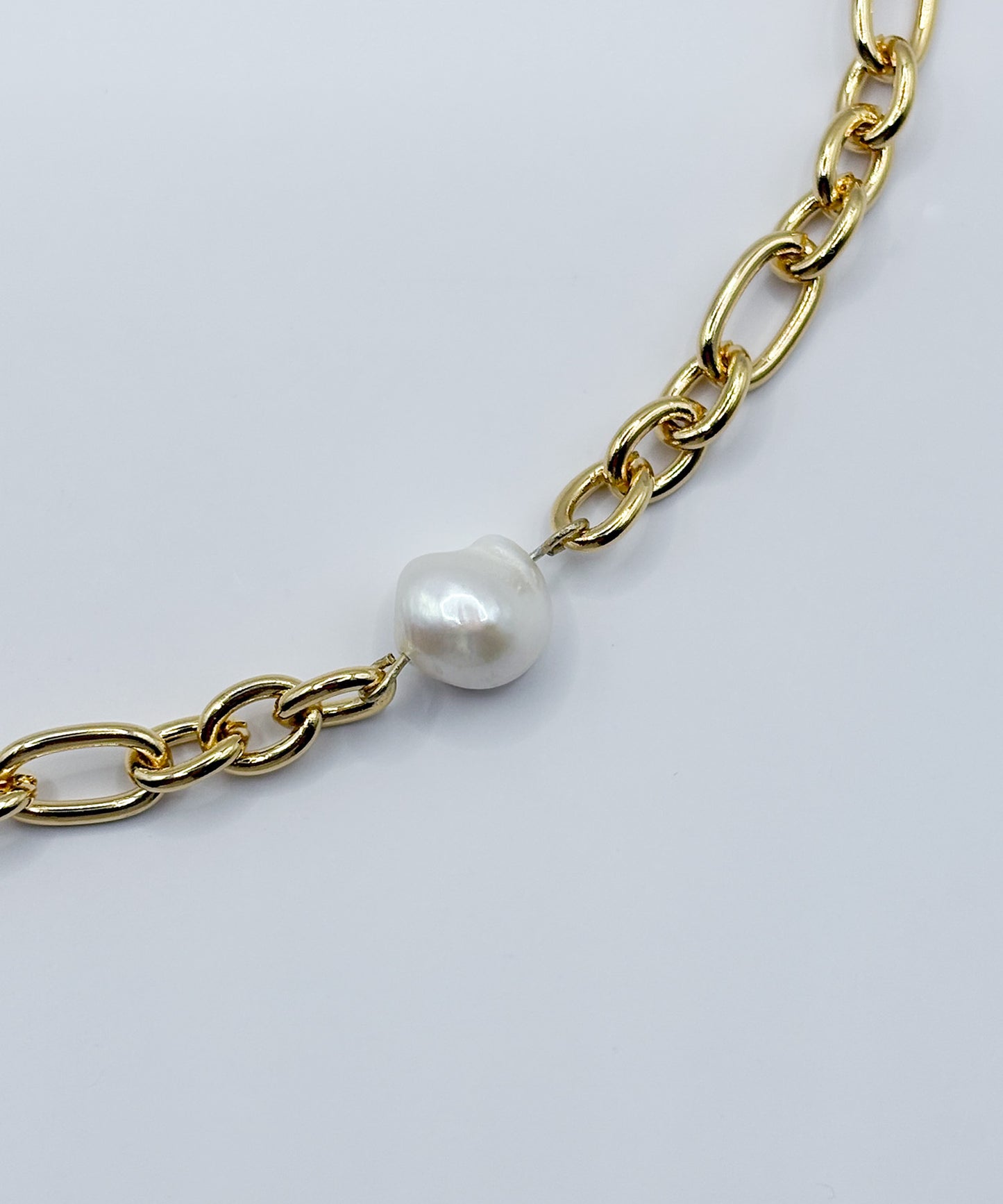 ワンパールポイントチェーンネックレス【Gold】
