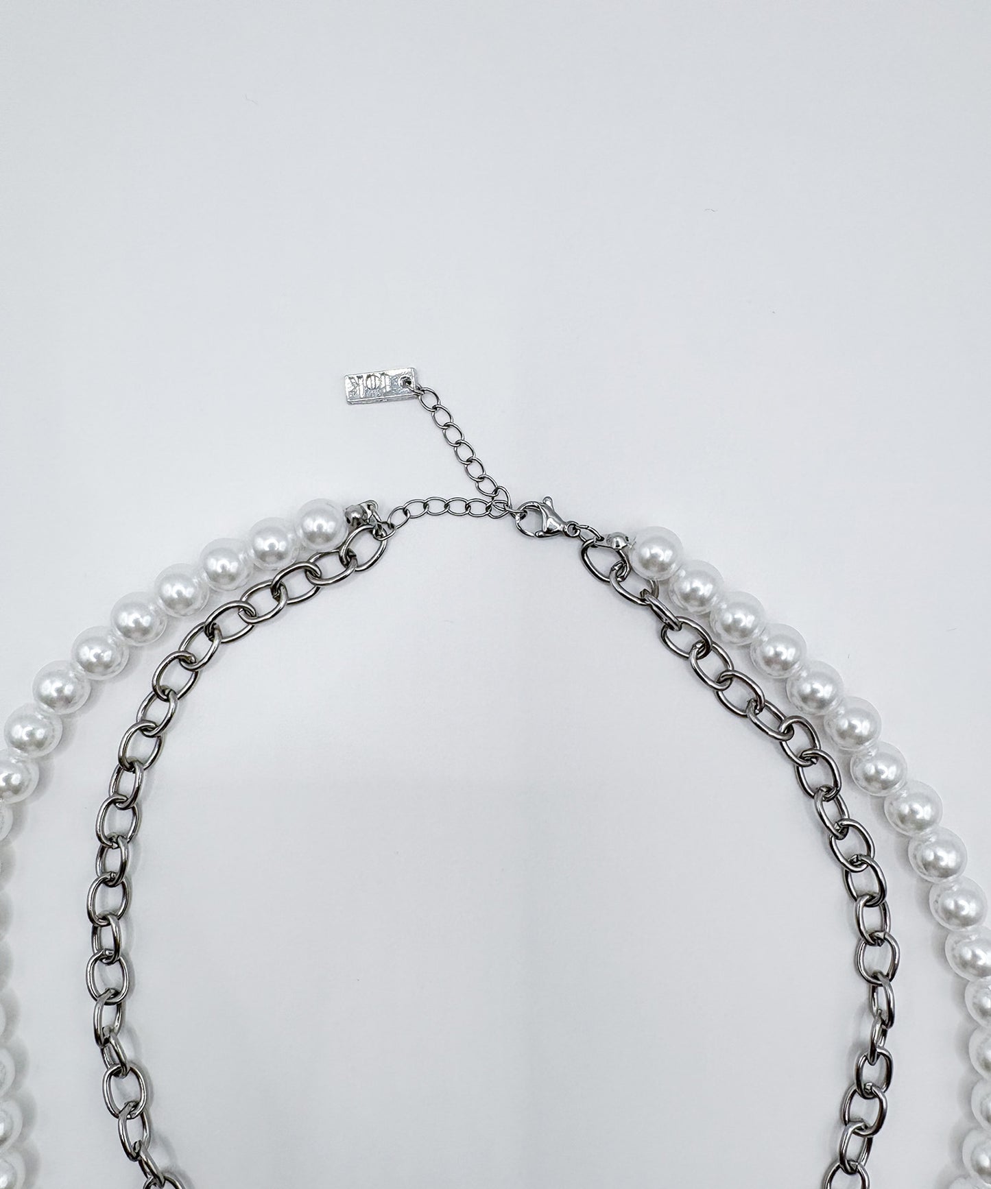 チェーンパールレイヤードネックレス【Silver】