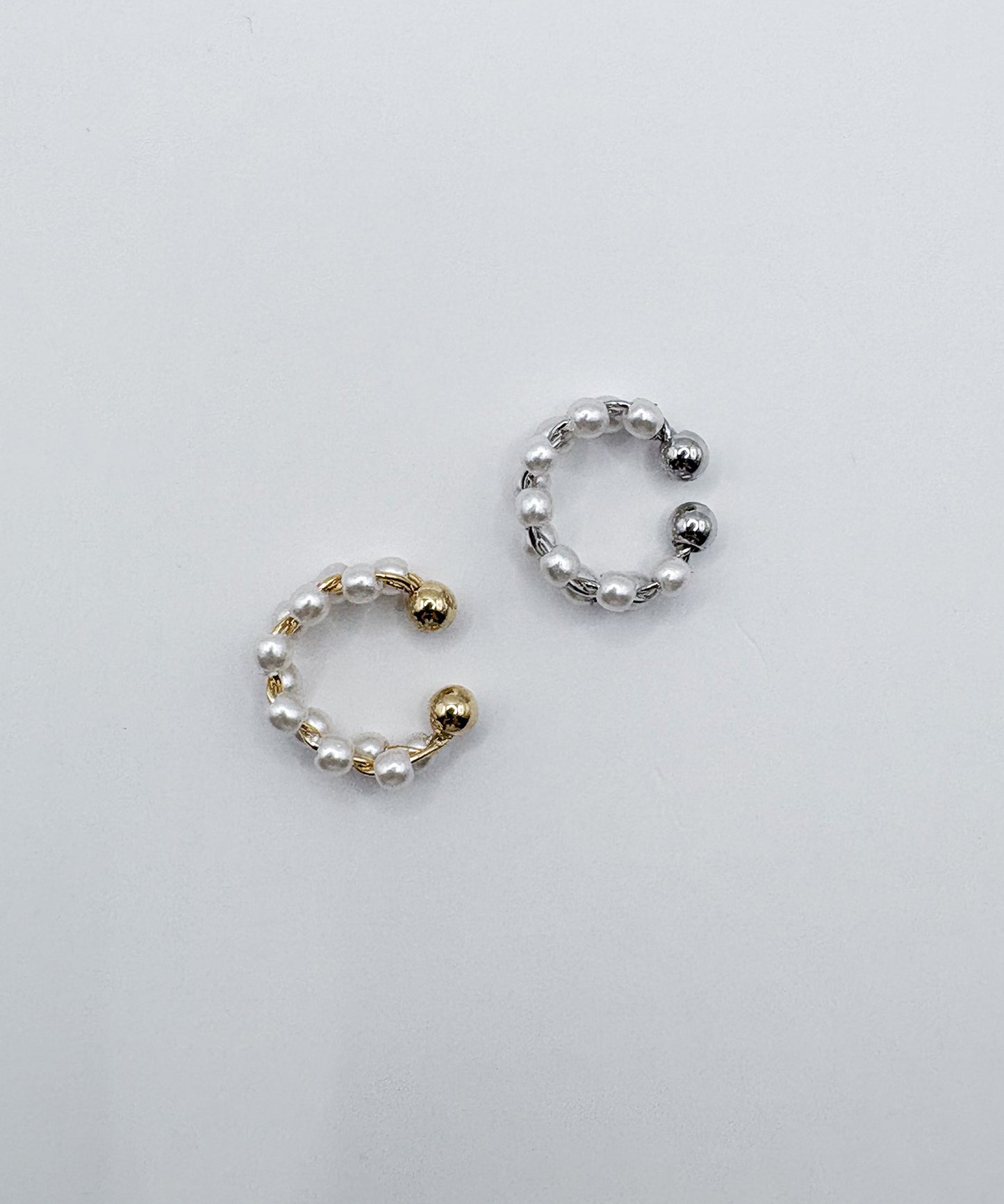 ツイストパールボールイヤーカフ【Silver】