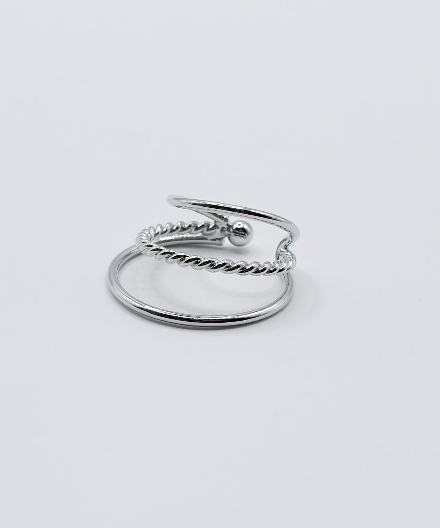 センターツイスト3連イヤーカフ（左用）【Silver】