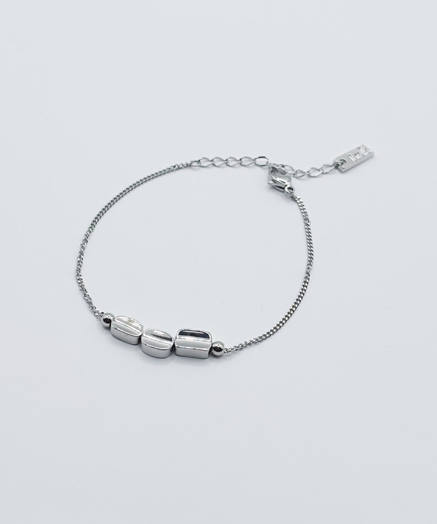 3ビーンズブレスレット【Silver】