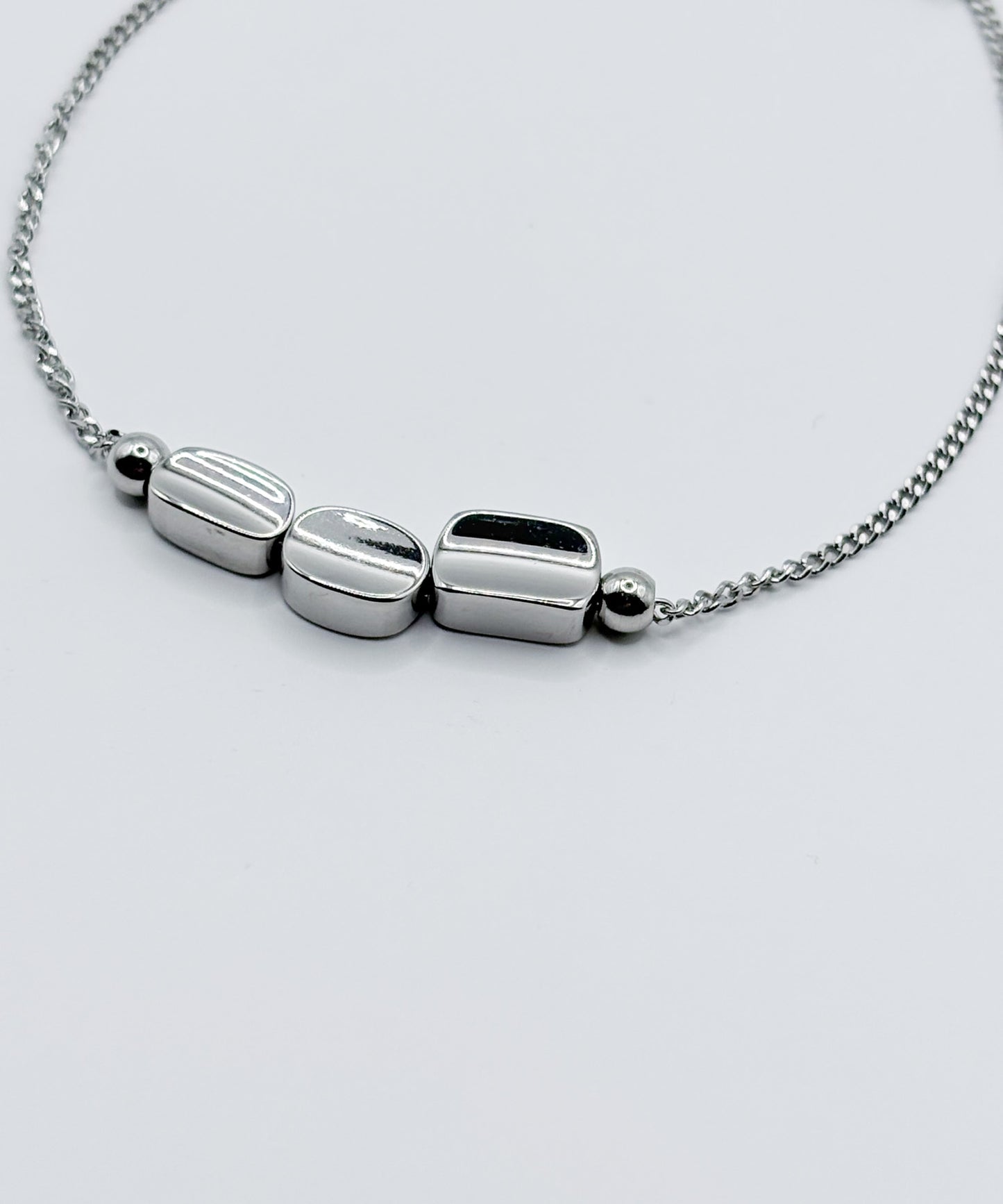 3ビーンズブレスレット【Silver】