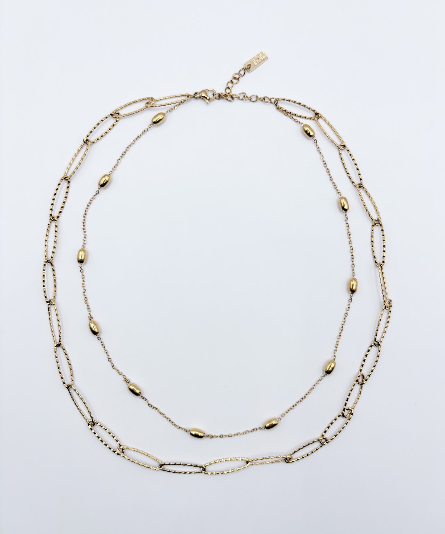 オーバルインターバルチェーンネックレス【Gold】