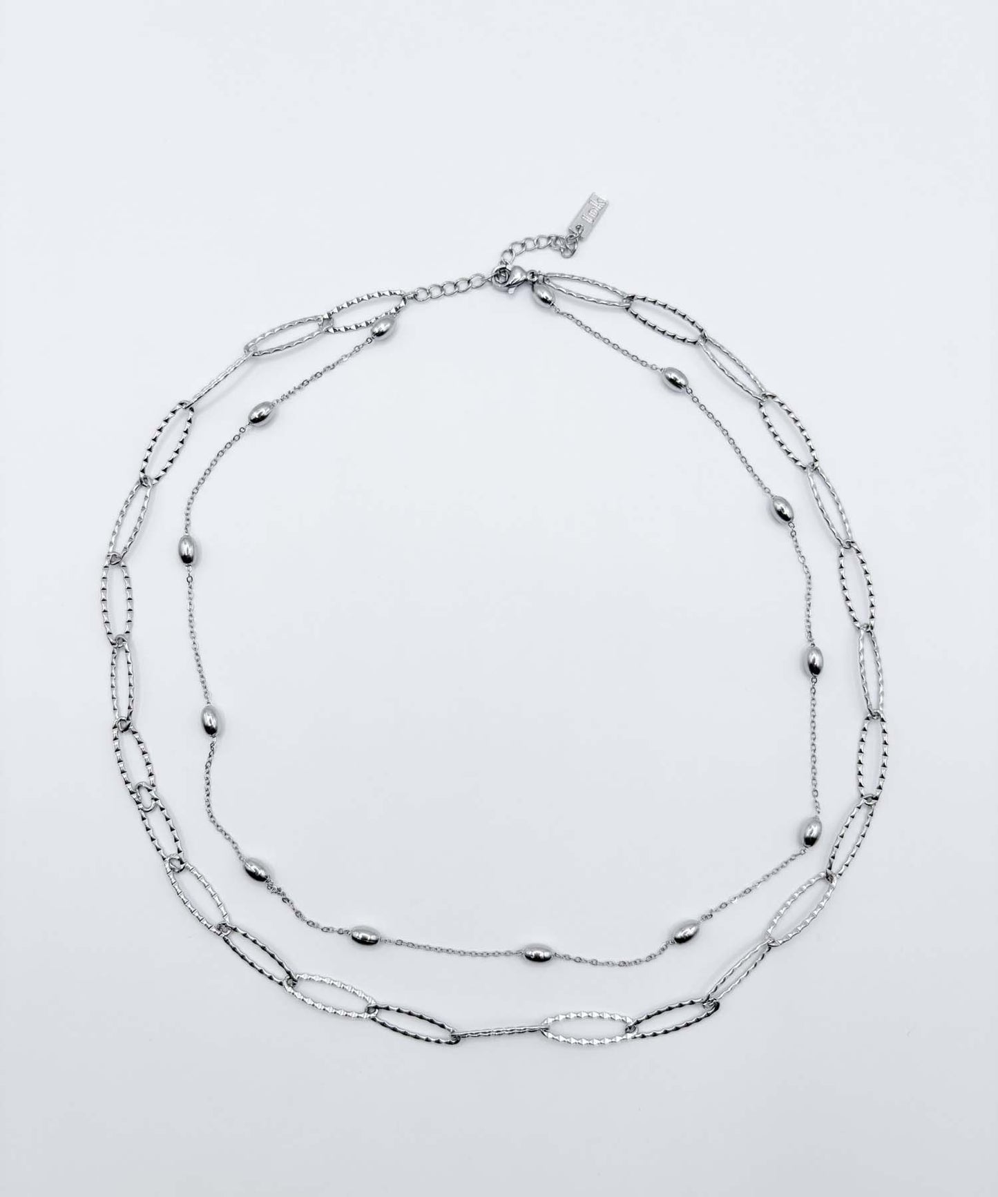 オーバルインターバルチェーンネックレス【Silver】