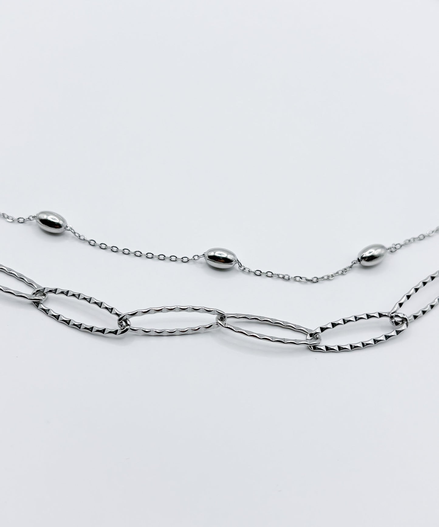 オーバルインターバルチェーンネックレス【Silver】