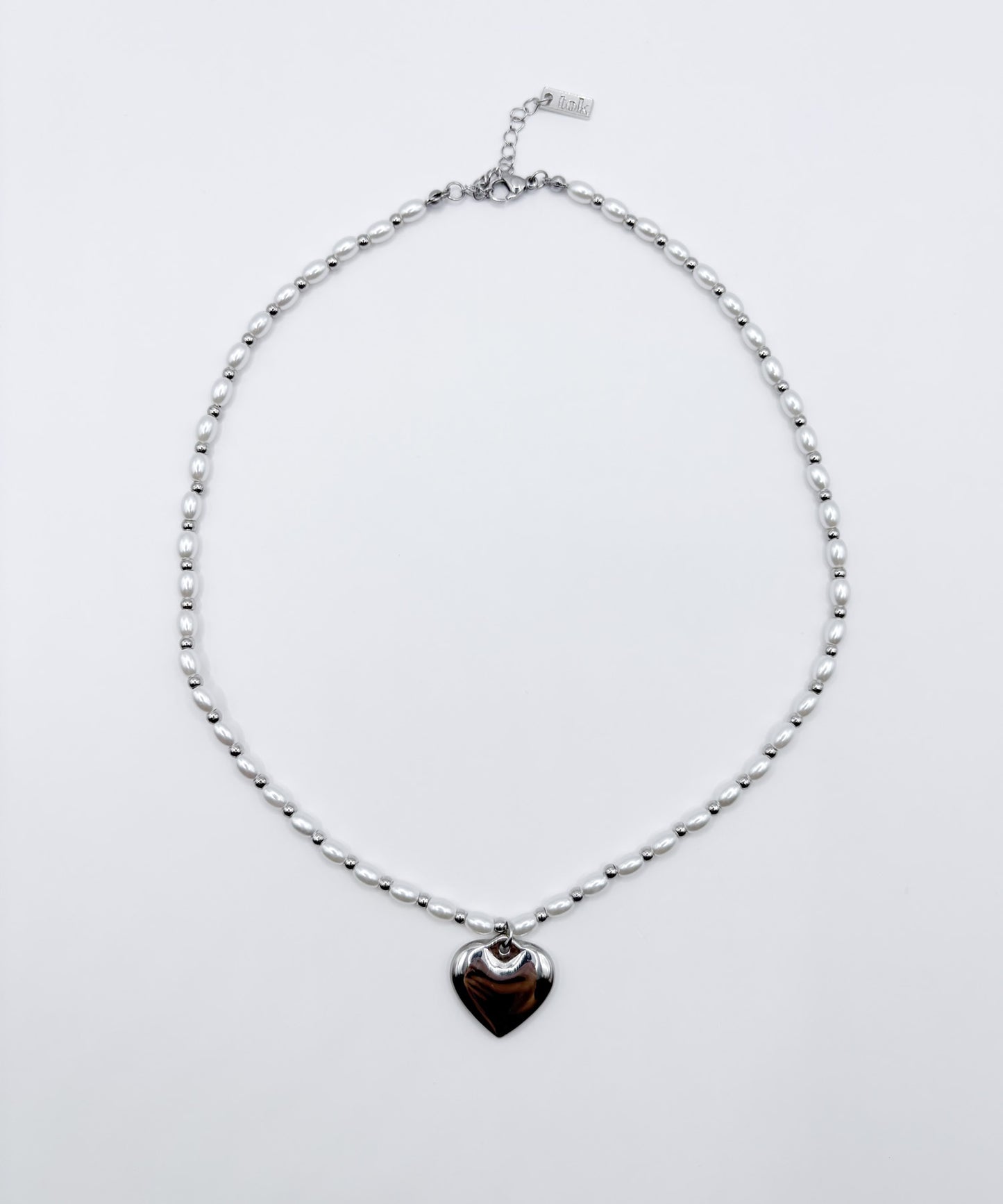 パールライクチェーンハートトップネックレス【Silver】