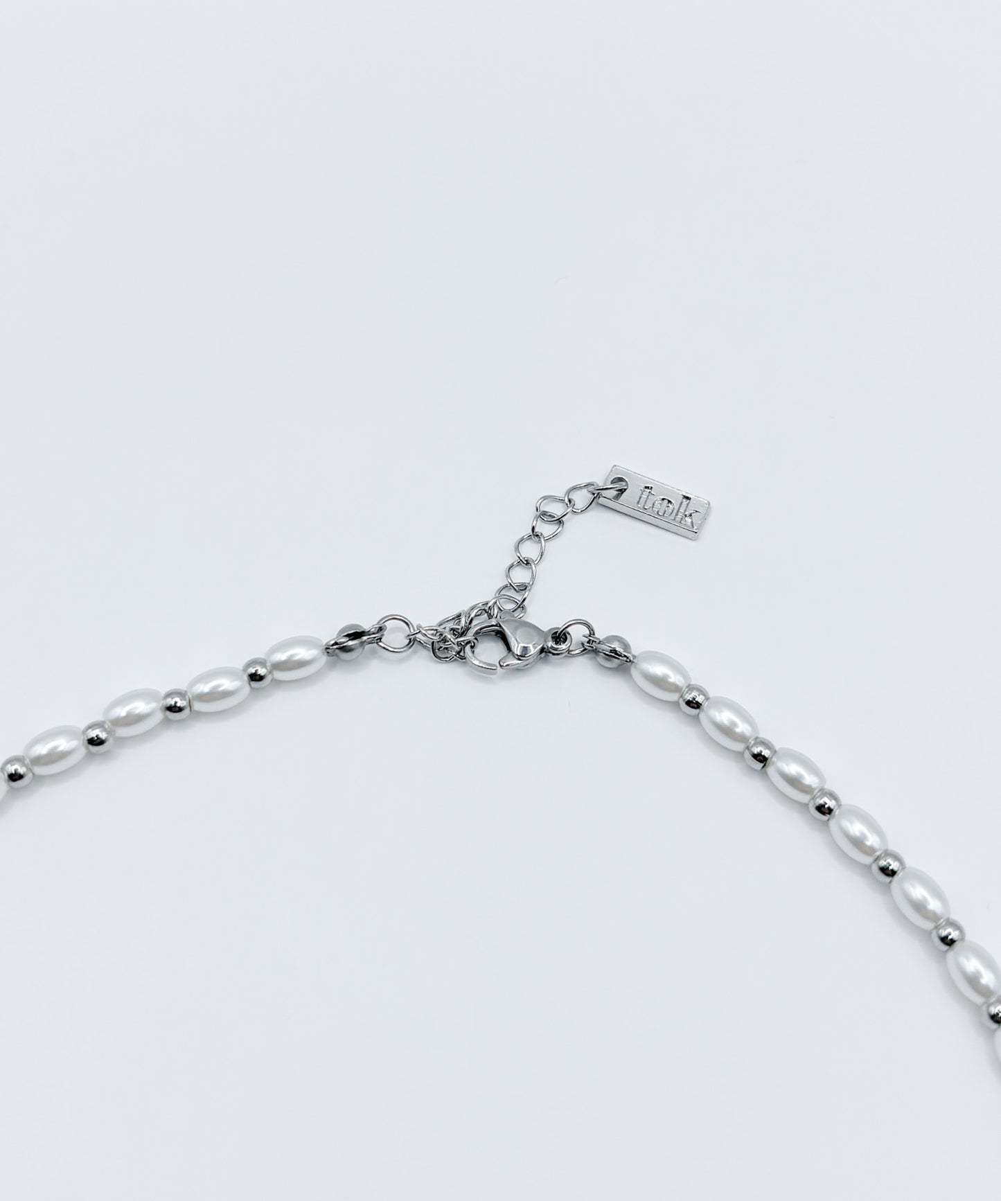 パールライクチェーンハートトップネックレス【Silver】