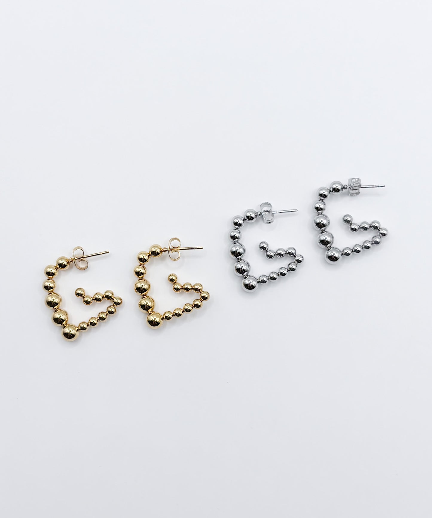 ボールチェーンハートピアス【Gold】