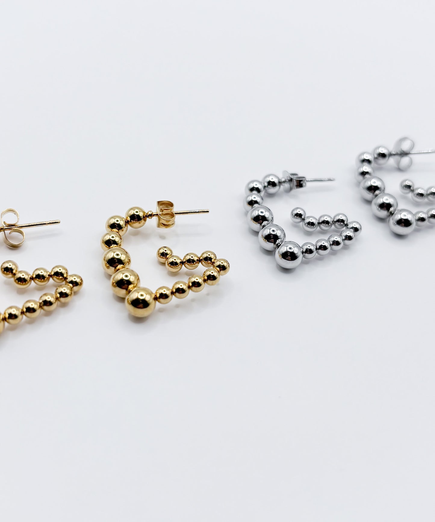 ボールチェーンハートピアス【Gold】