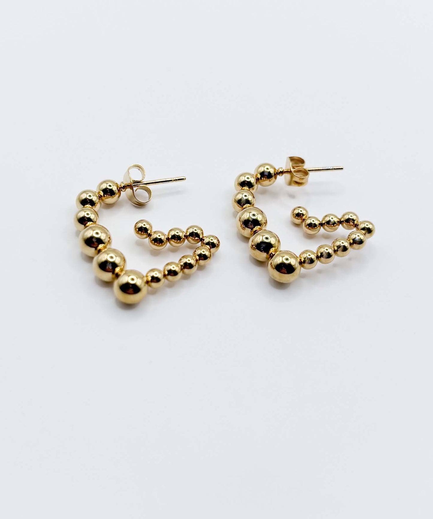 ボールチェーンハートピアス【Gold】