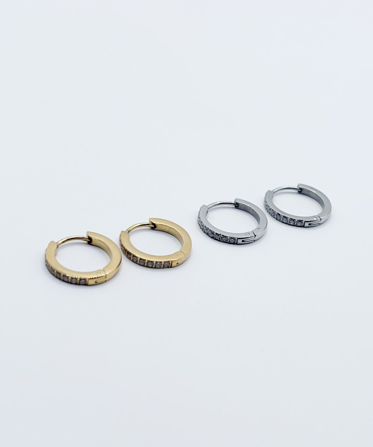 12mmストーンフープピアス【Gold】