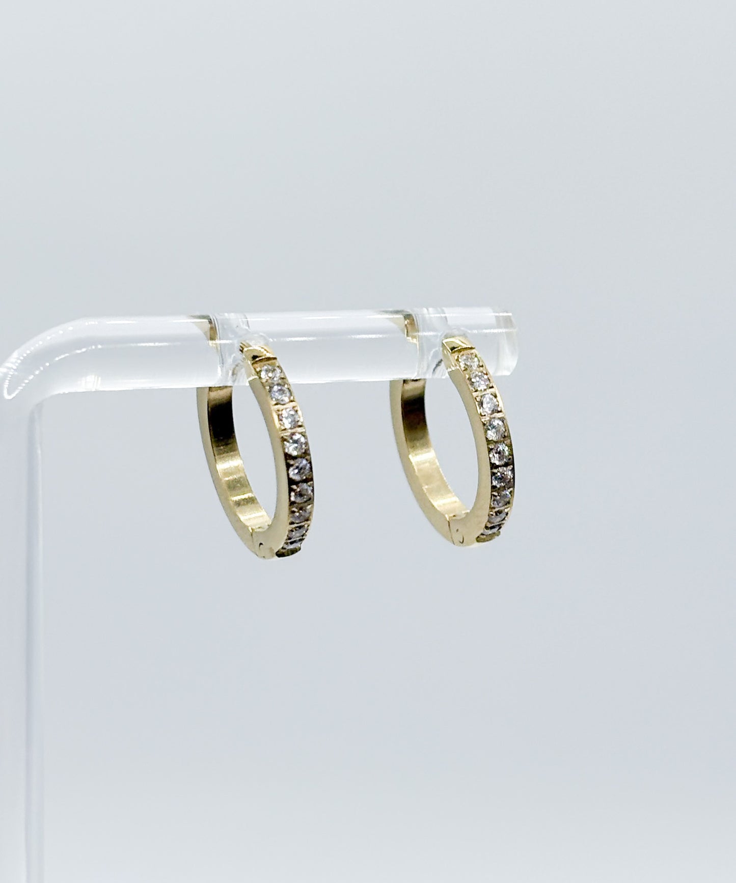 12mmストーンフープピアス【Gold】