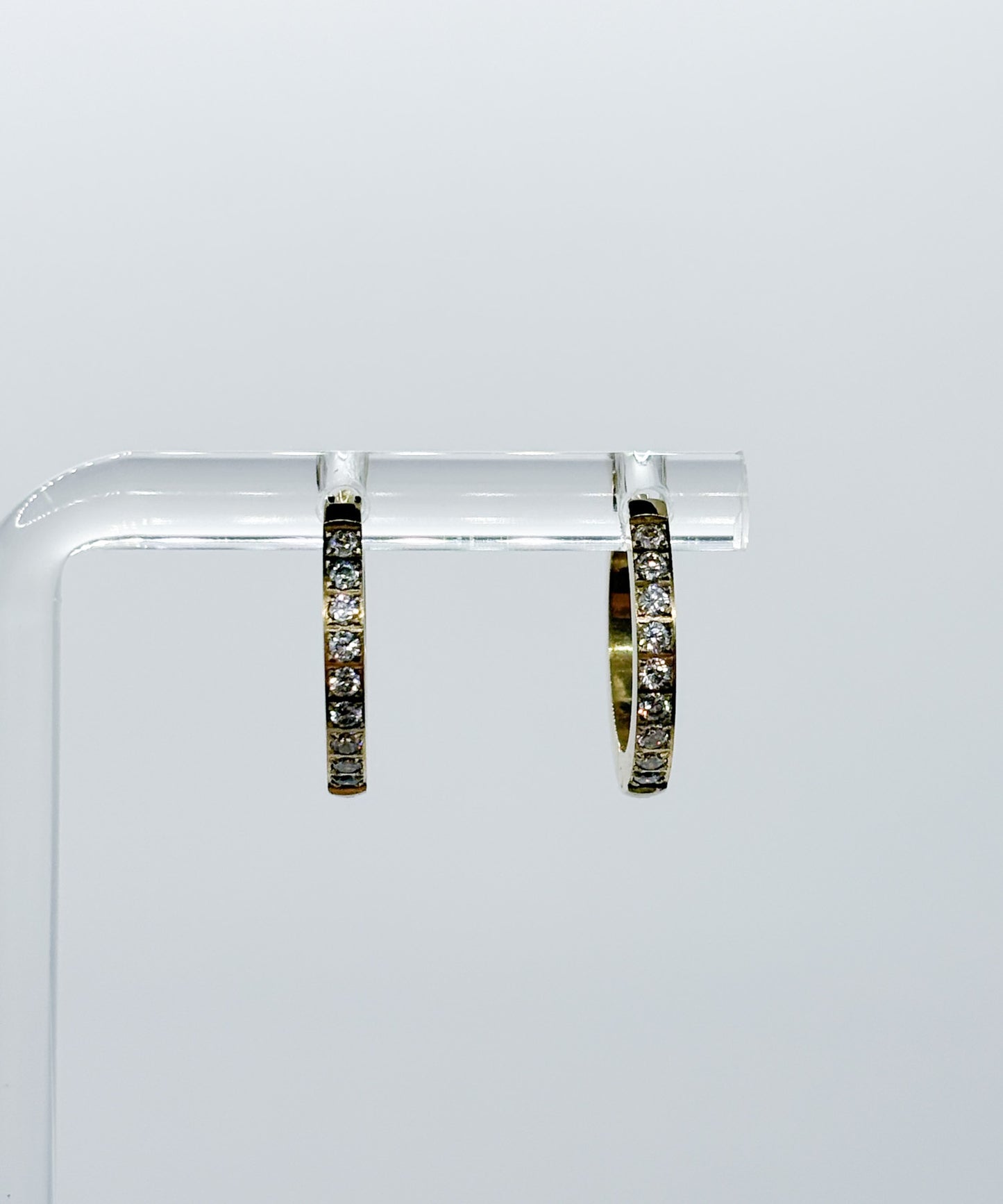 12mmストーンフープピアス【Gold】