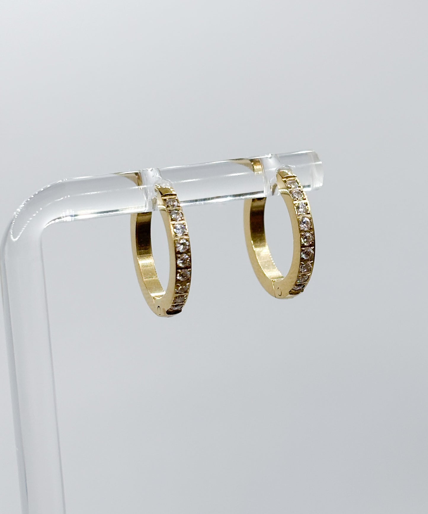 12mmストーンフープピアス【Gold】