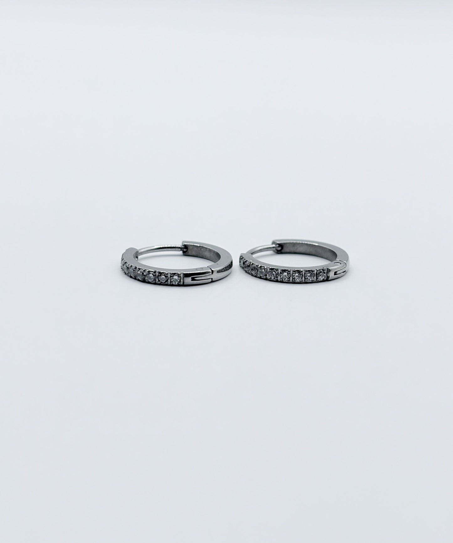 12mmストーンフープピアス【Silver】