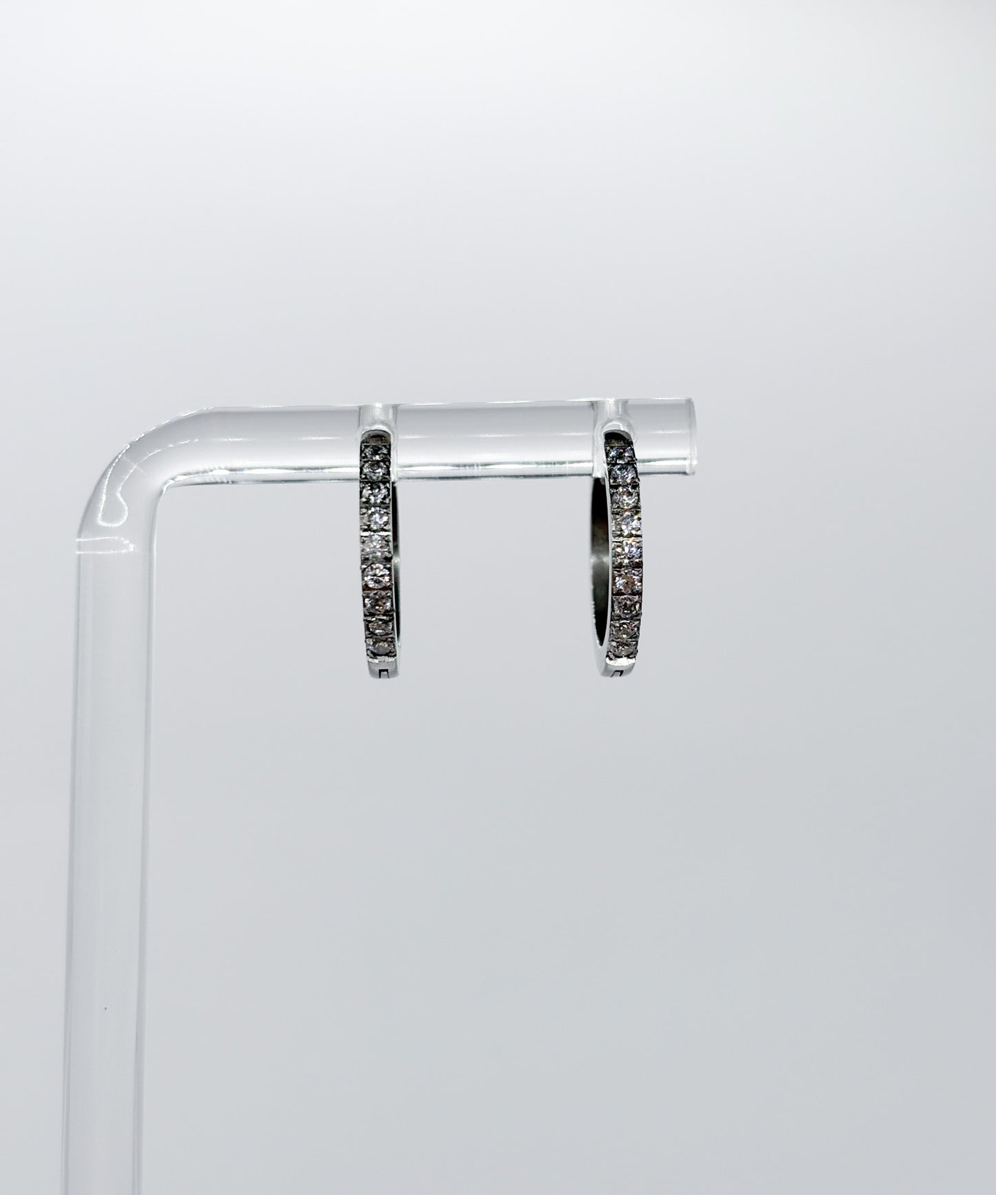 12mmストーンフープピアス【Silver】