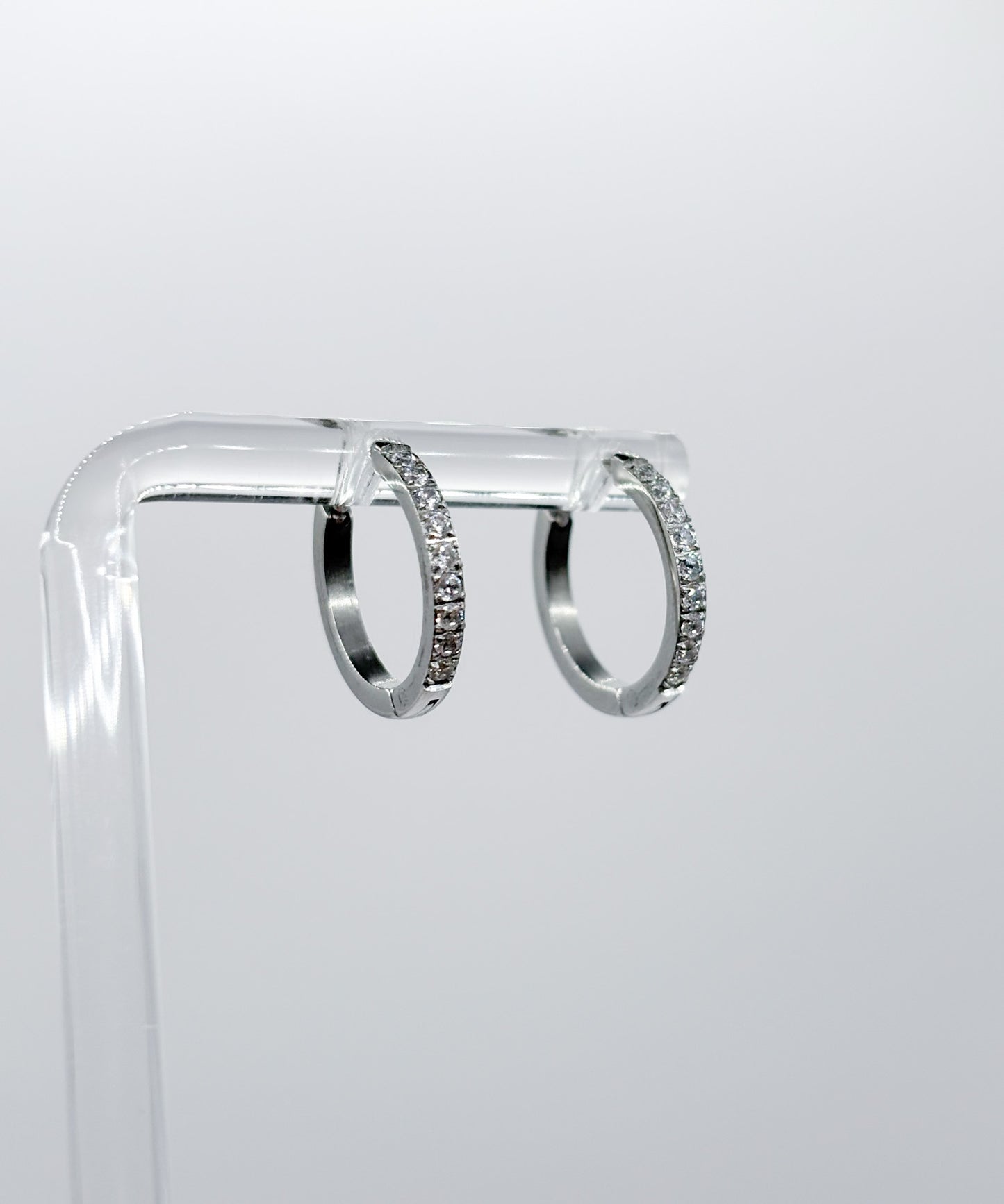 12mmストーンフープピアス【Silver】