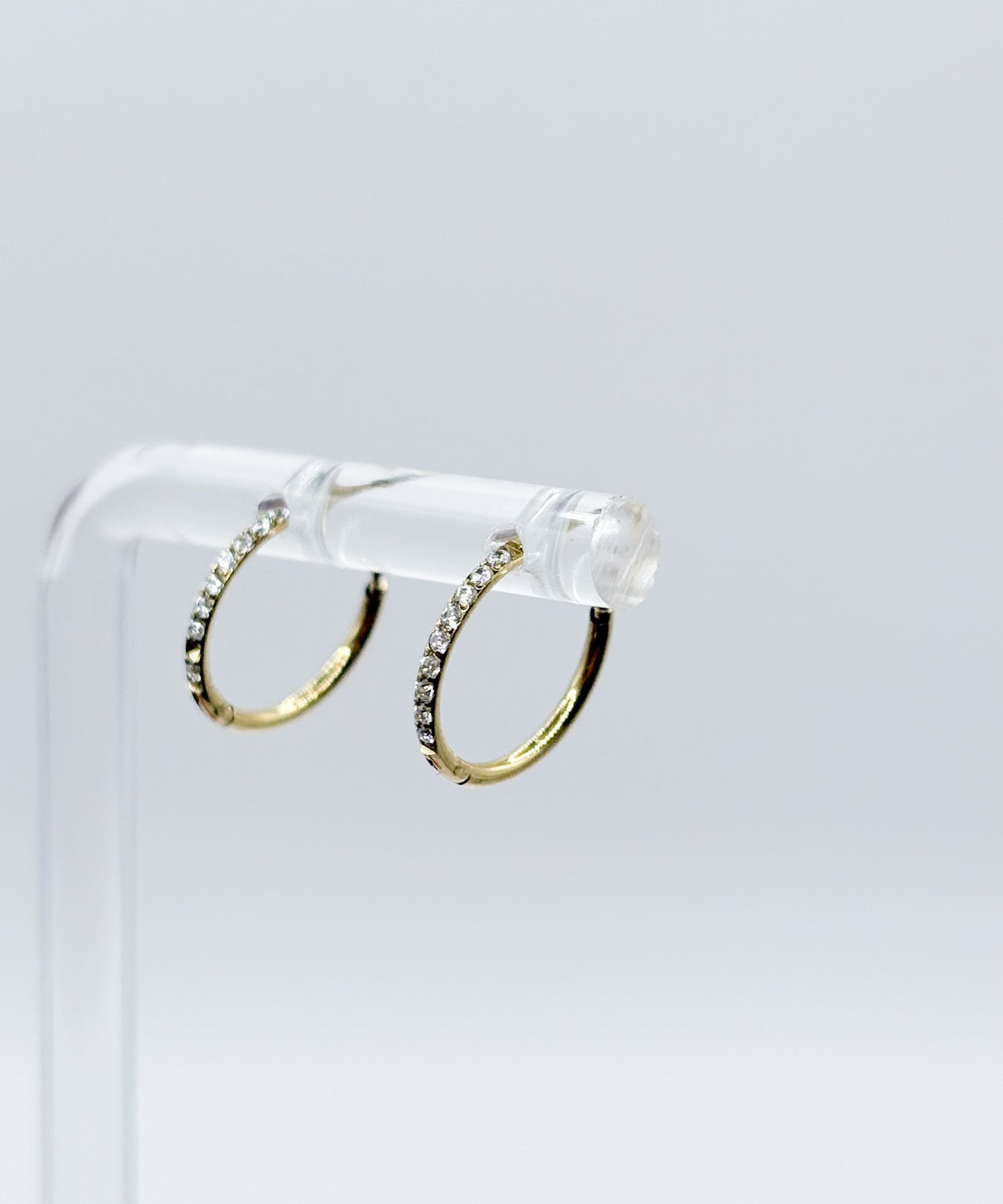 10mmストーンフープピアス【Gold】