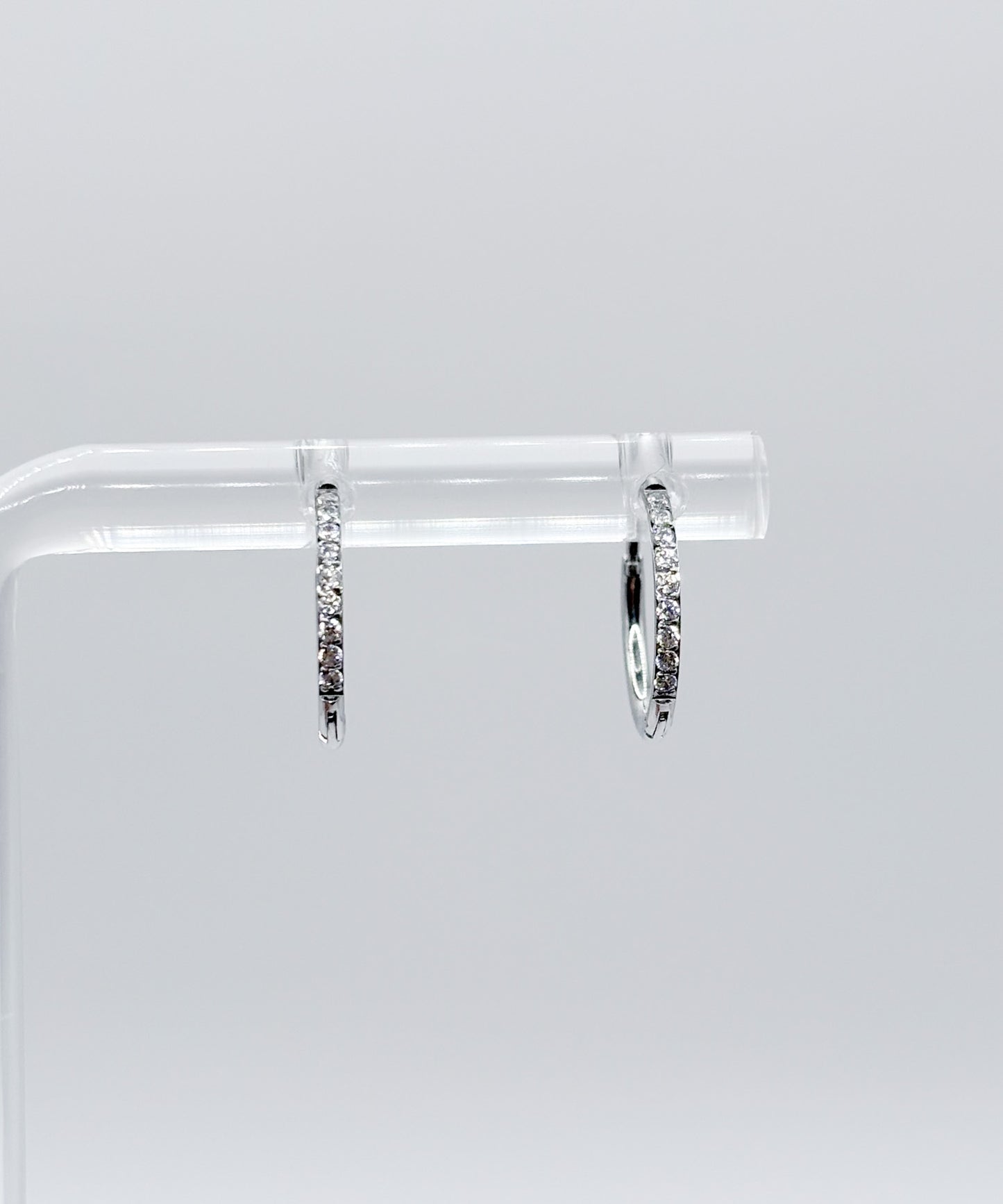 10mmストーンフープピアス【Silver】