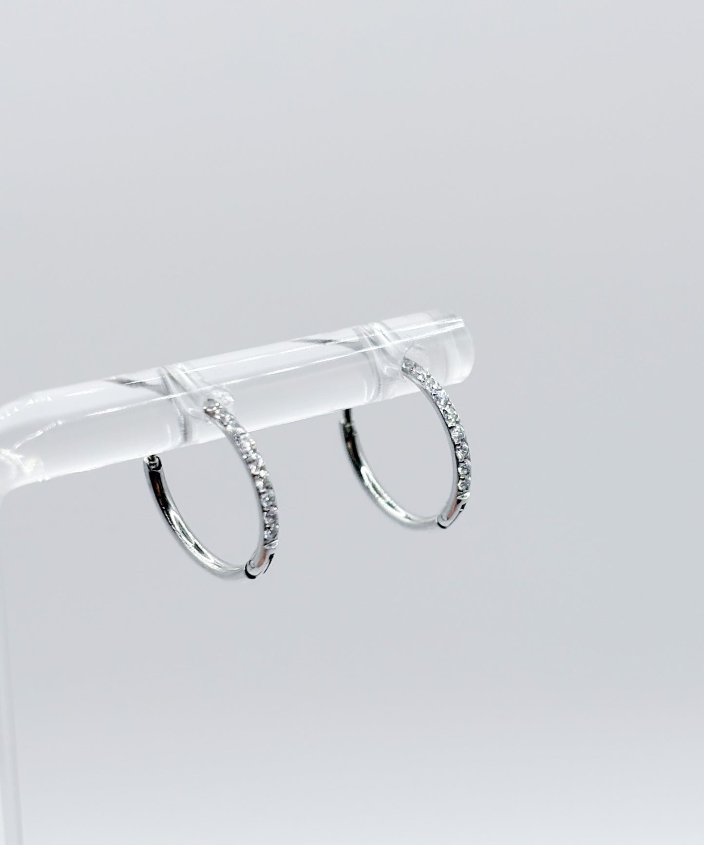 10mmストーンフープピアス【Silver】