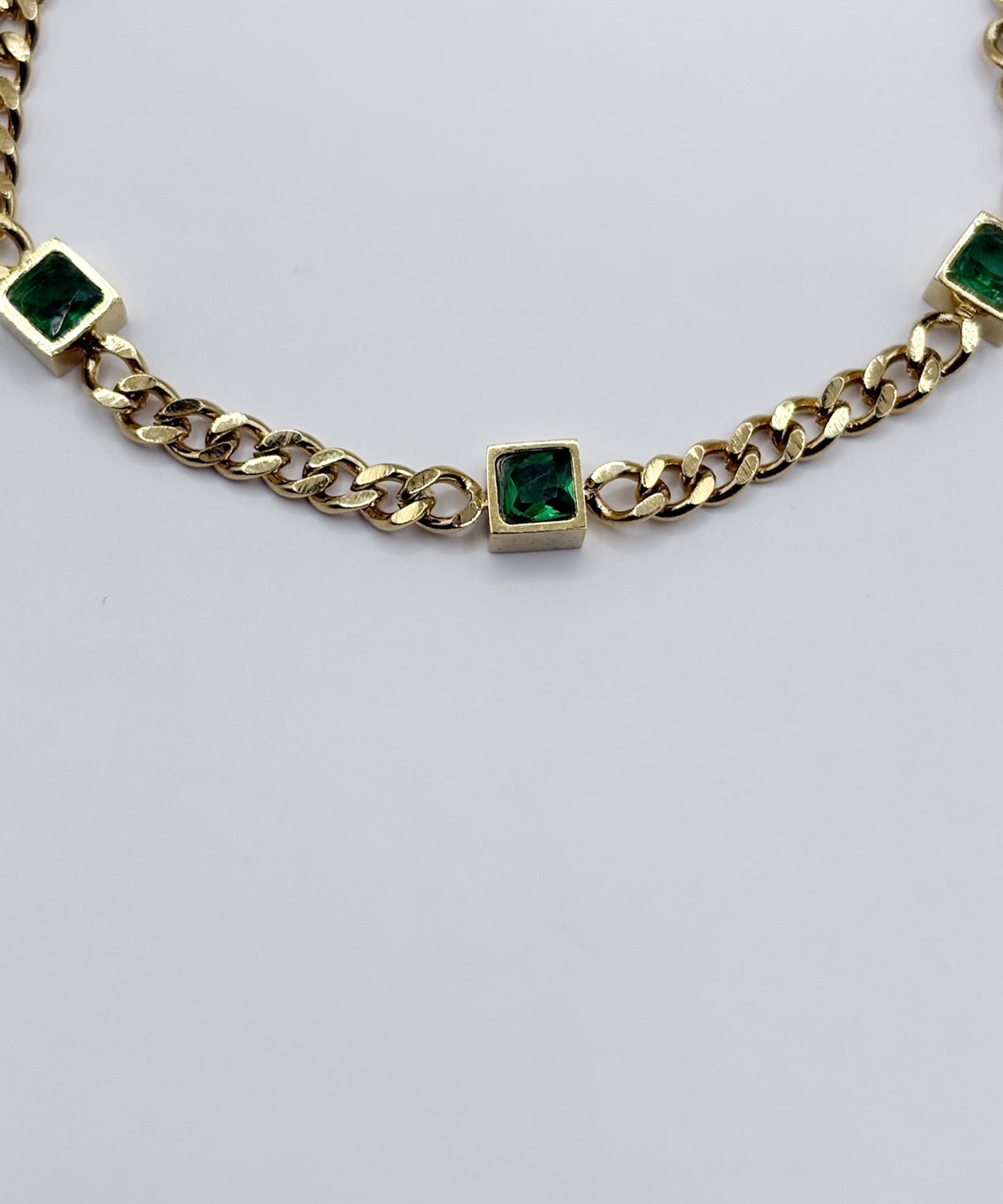 グリーンスクエアストーンブレスレット			【Gold×Green】