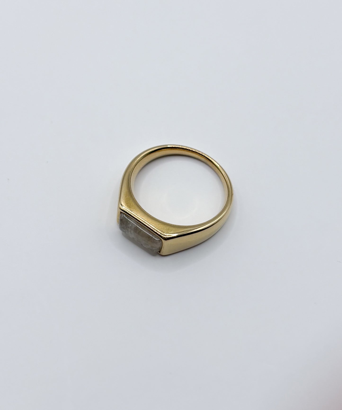 レクタングルストーンリング【Gold×Clear】
