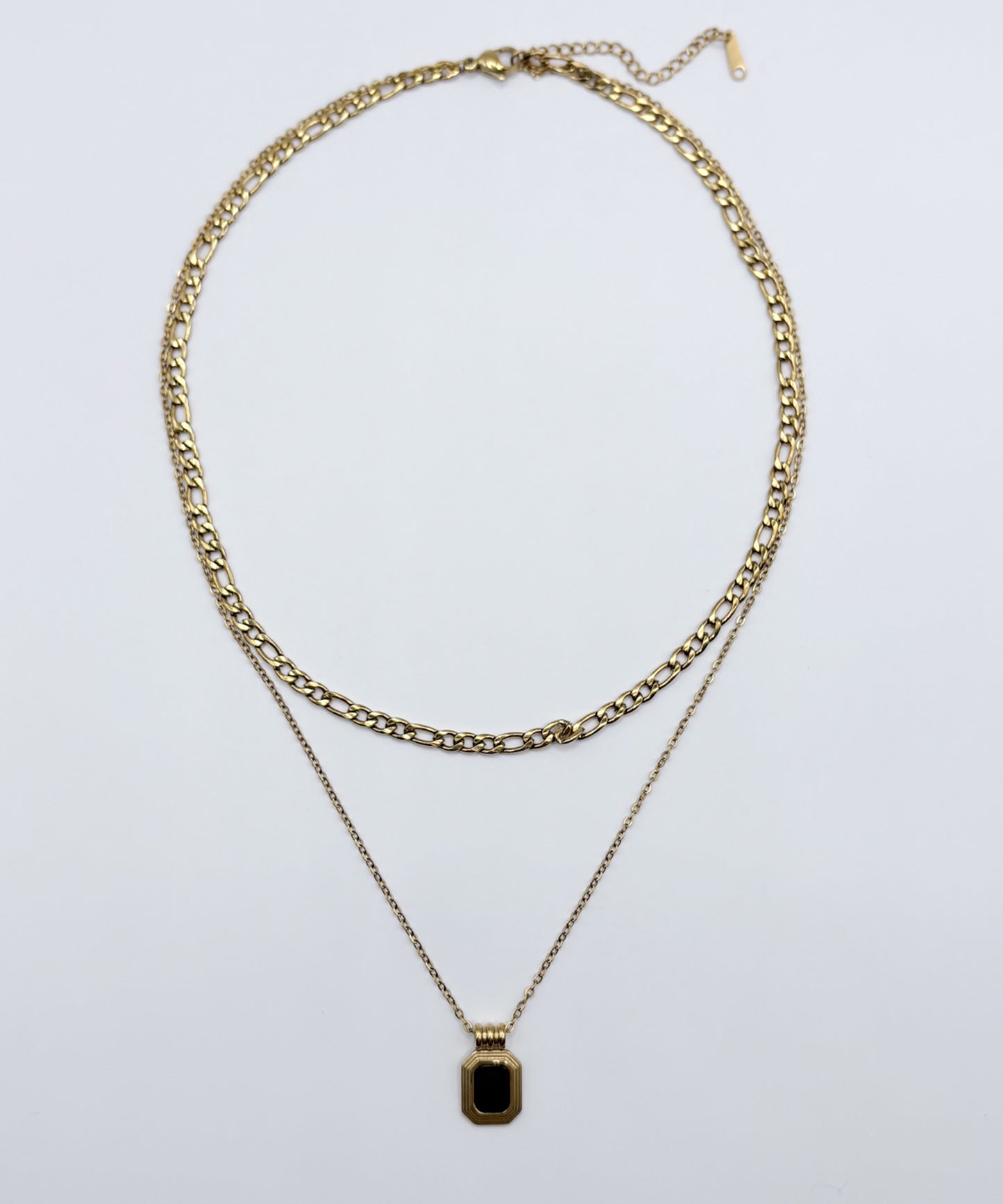 Blackストーンレイヤードネックレス【Gold×Black】