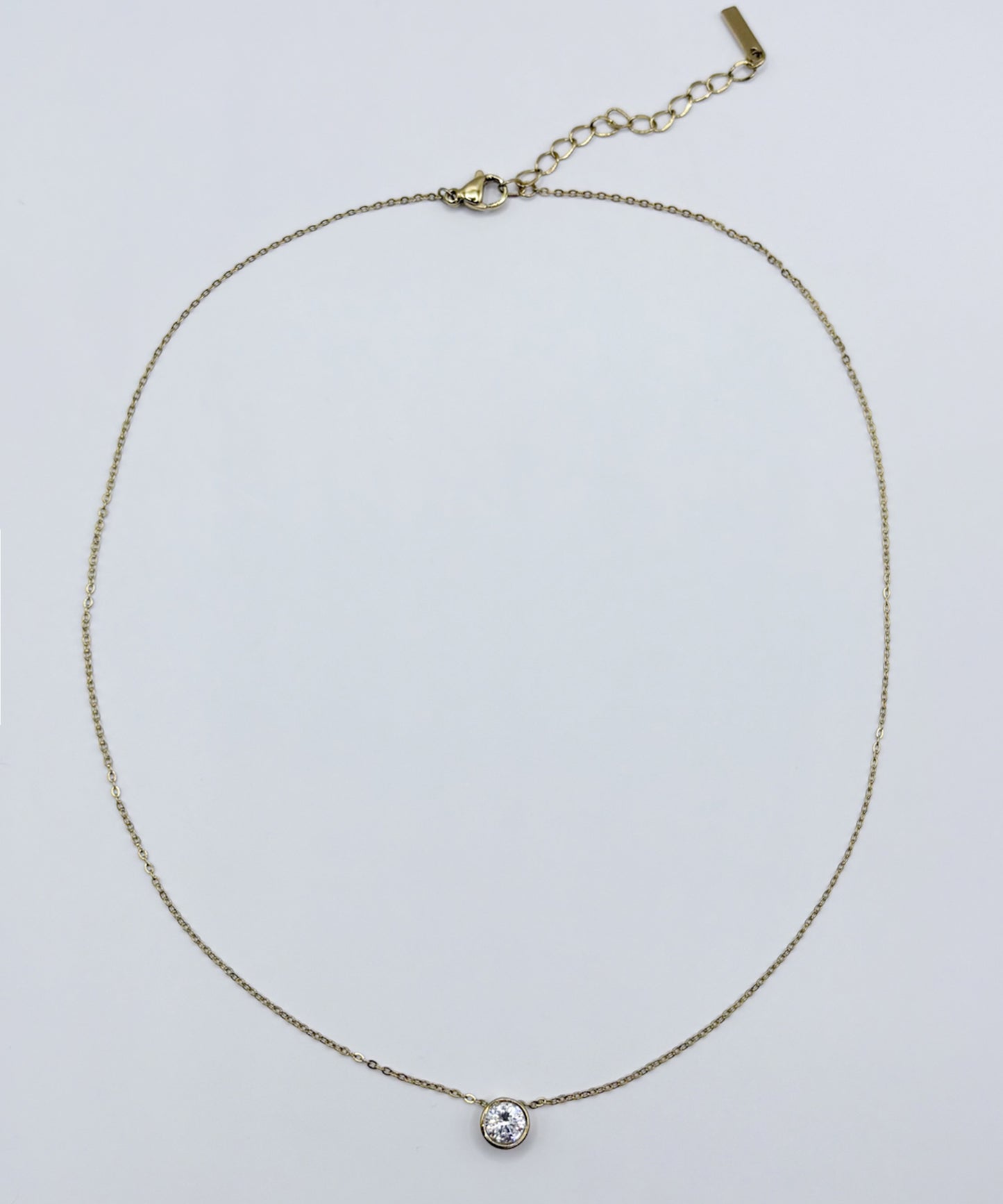 ベーシックラウンドカットストーンネックレス【Gold】