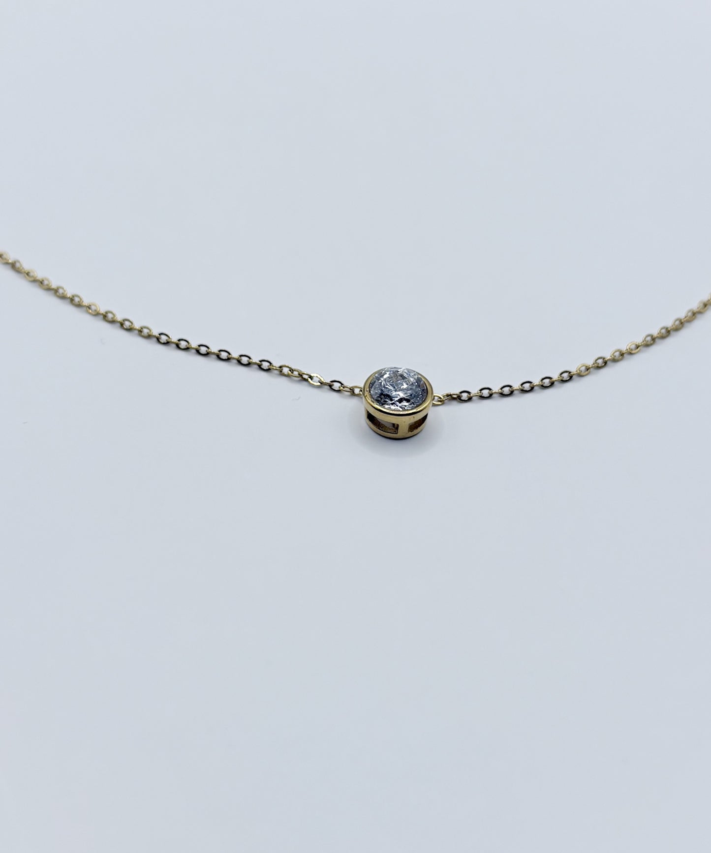 ベーシックラウンドカットストーンネックレス【Gold】