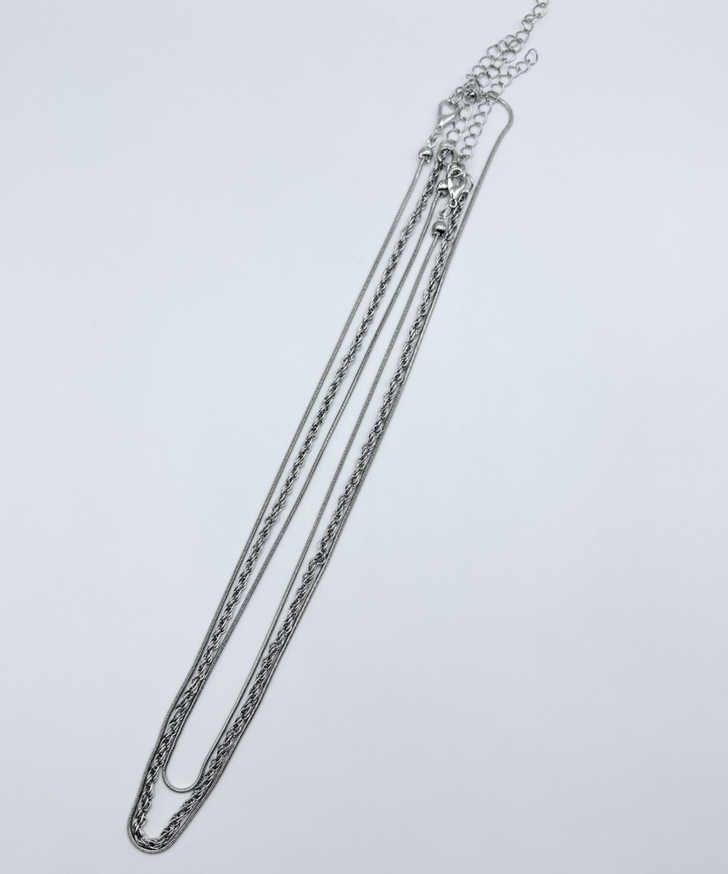 MIXチェーン3セットネックレス	【Silver】