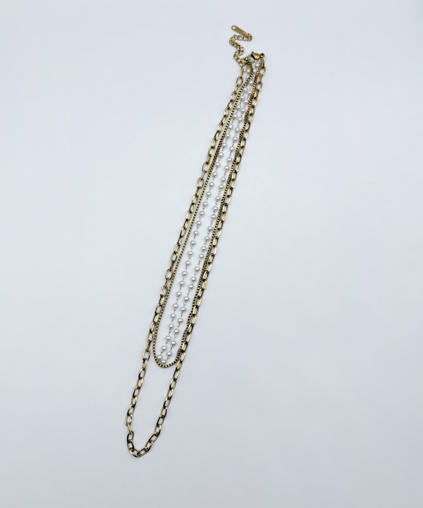 スモールパール3連レイヤードネックレス 【Gold】