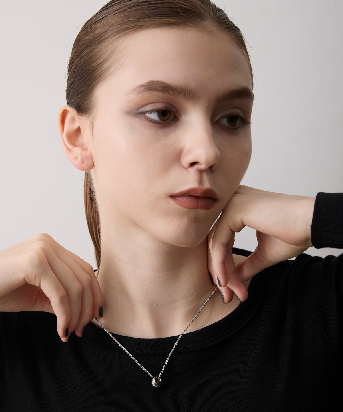ボリュームリングシルバーチェーンネックレス【Silver】