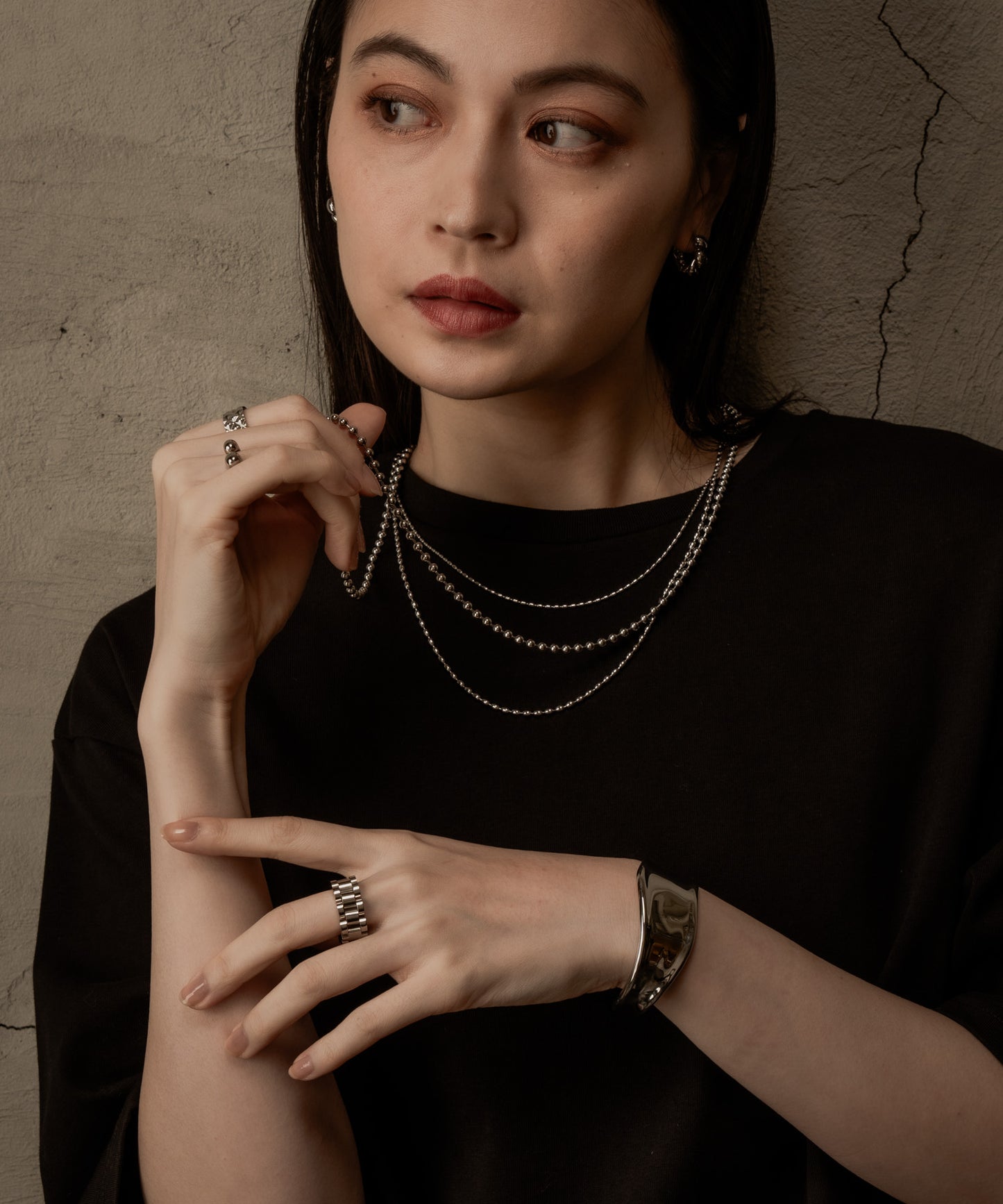 ボリュームウェーブバングル【Silver】