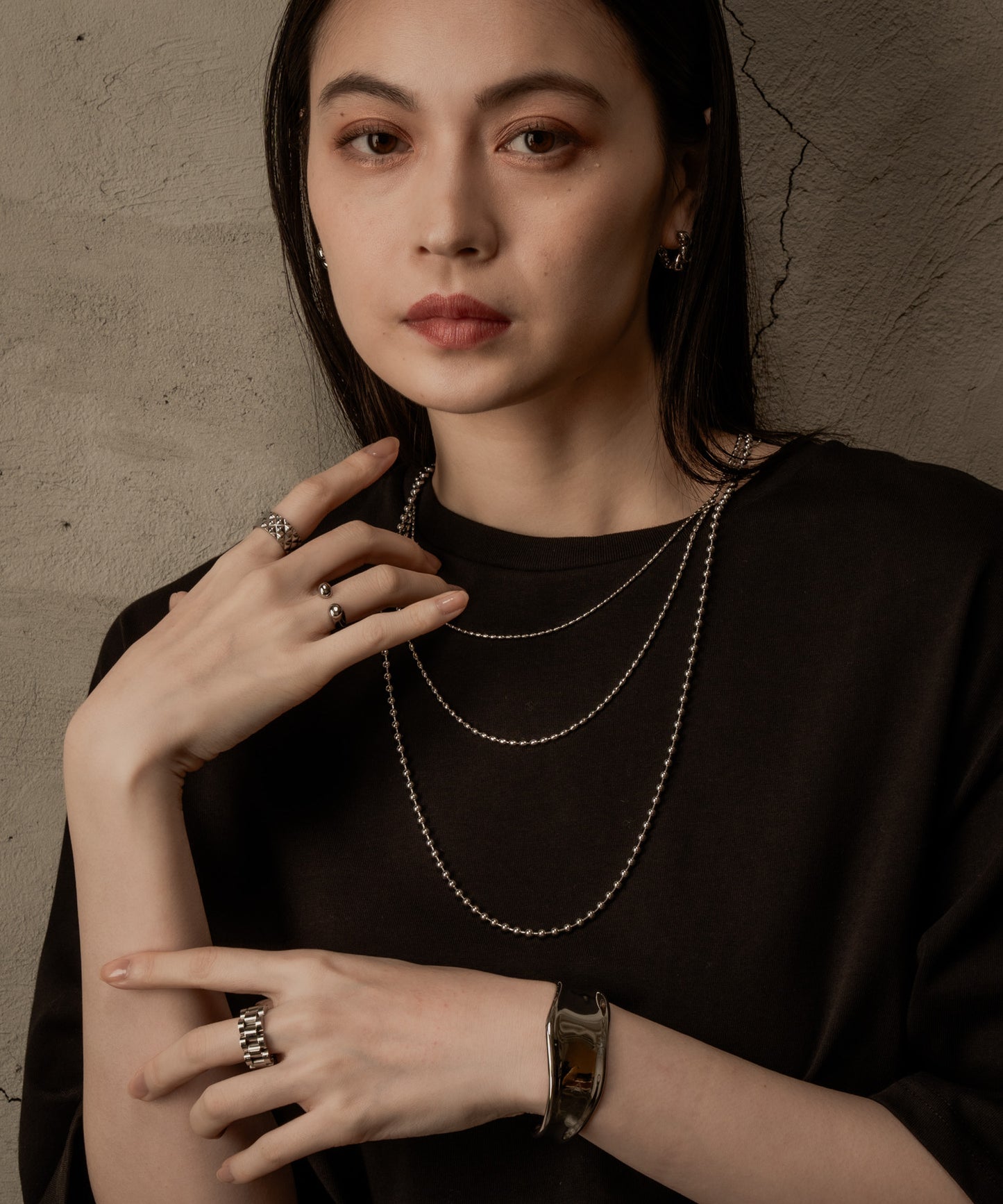 ロングMIXボールチェーンネックレス【Silver】