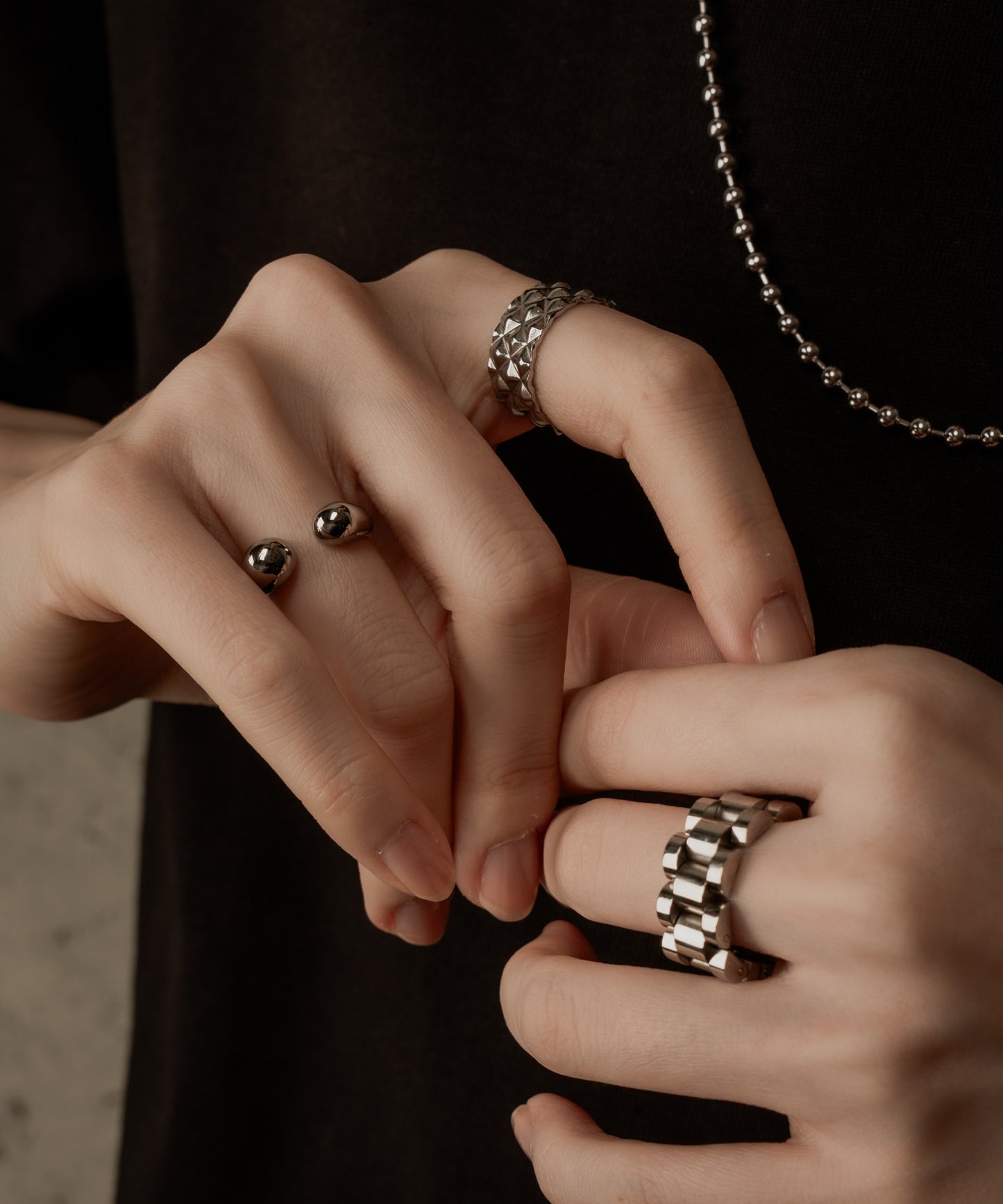 ボールエッジフリーリング【Silver】