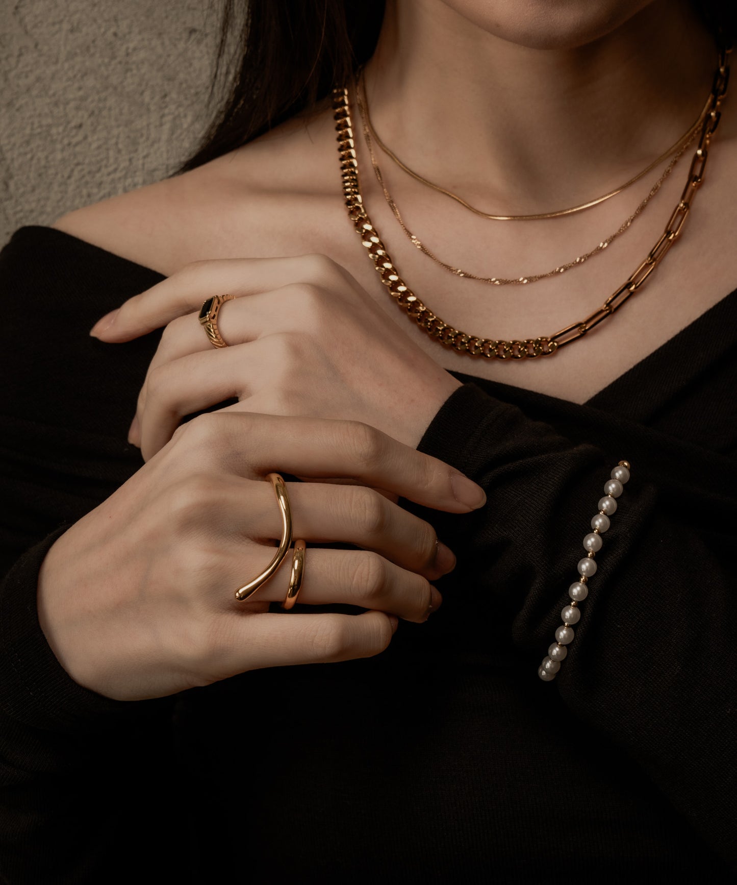 カーブダブルフィンガーリング【Gold】