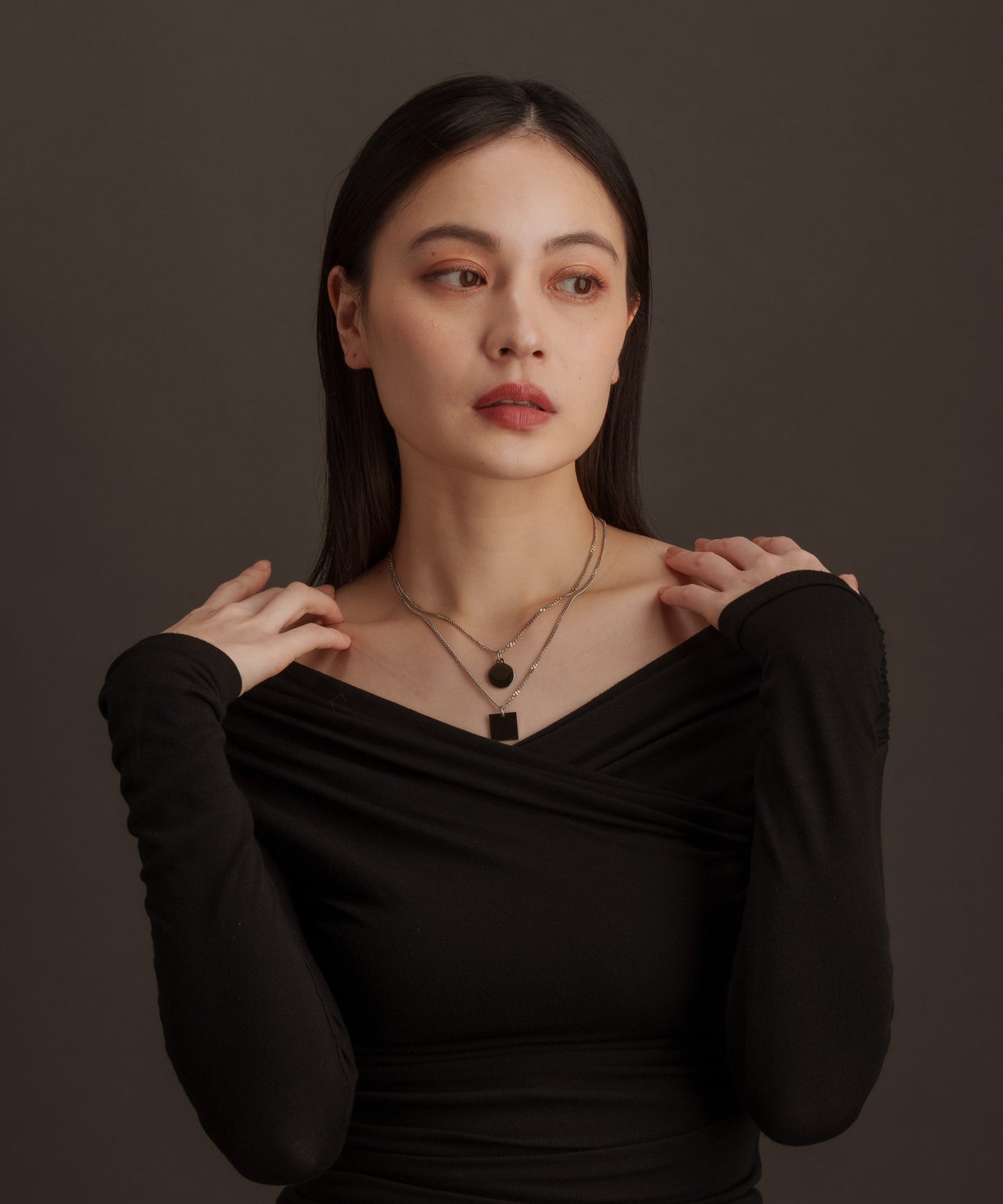 スクエアサークル2連ネックレス【Silver】