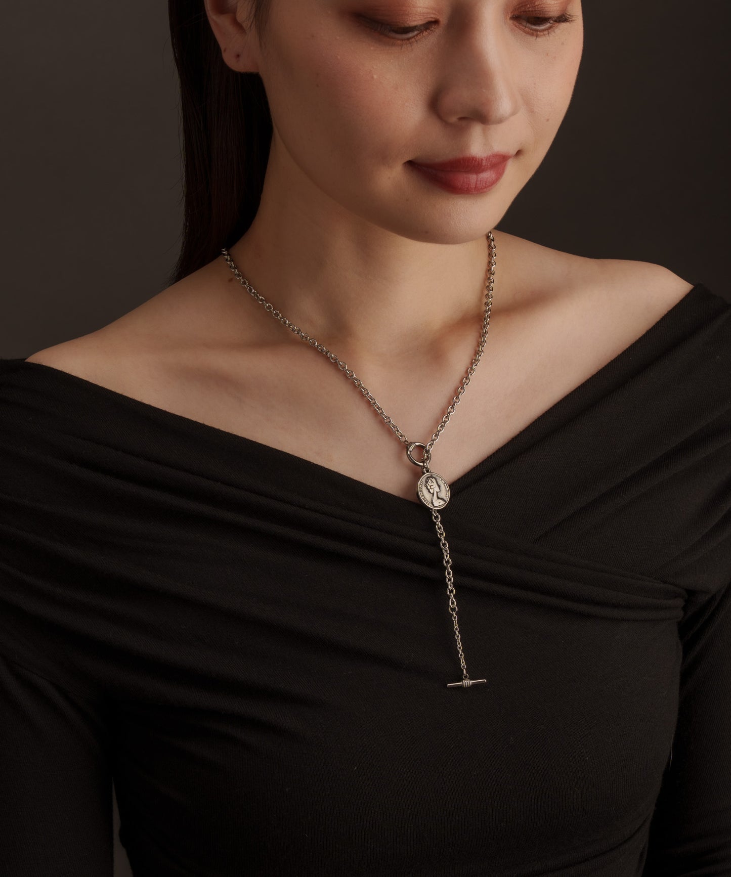 コインモチーフY字ネックレス【Silver】